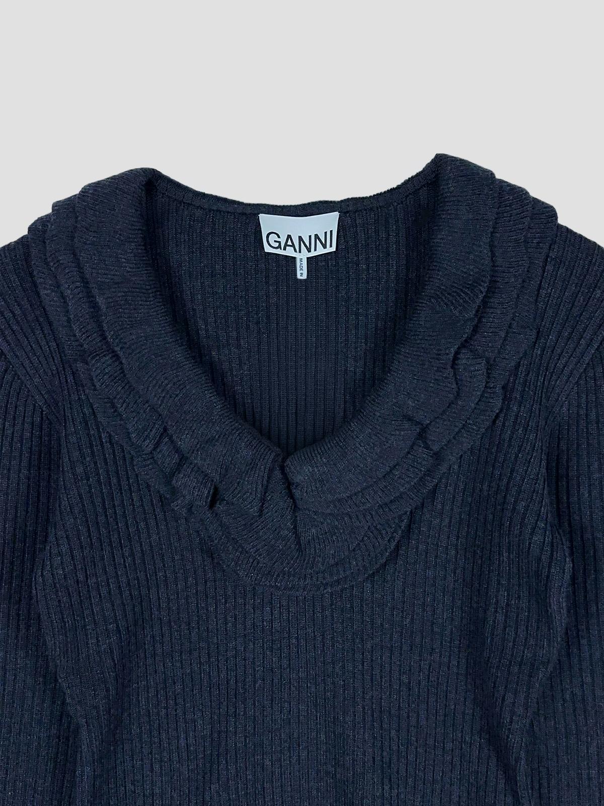 Ribbed merino frill top