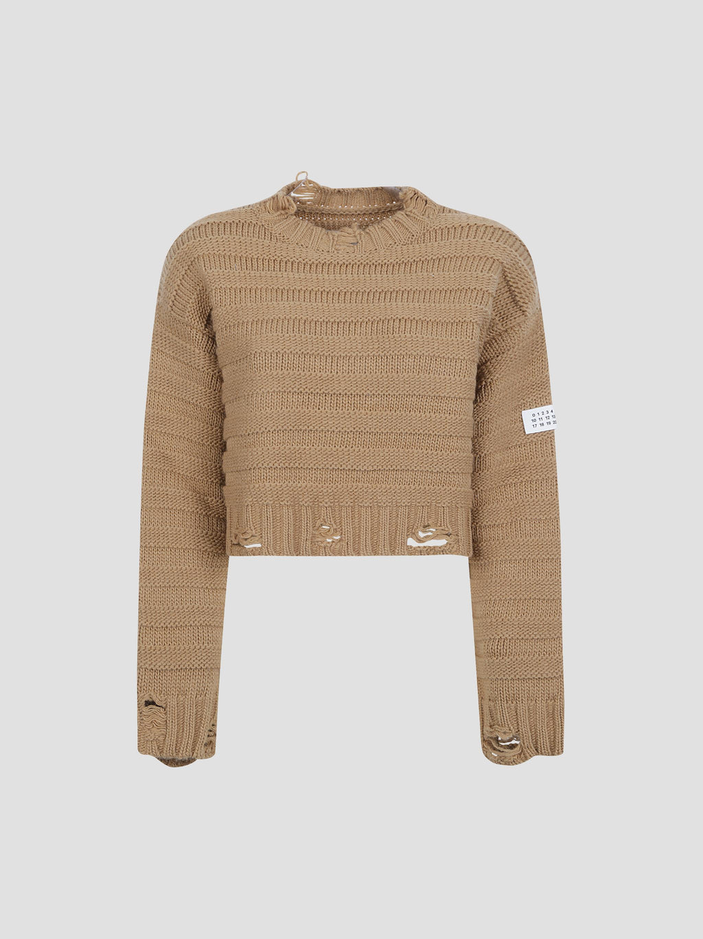 Distressed wool-blend crew-neck sweater