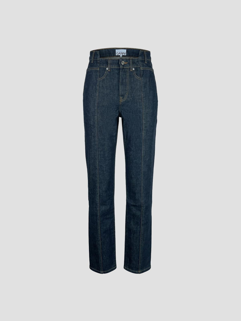 Ganni Slub denim fold jeans in grey