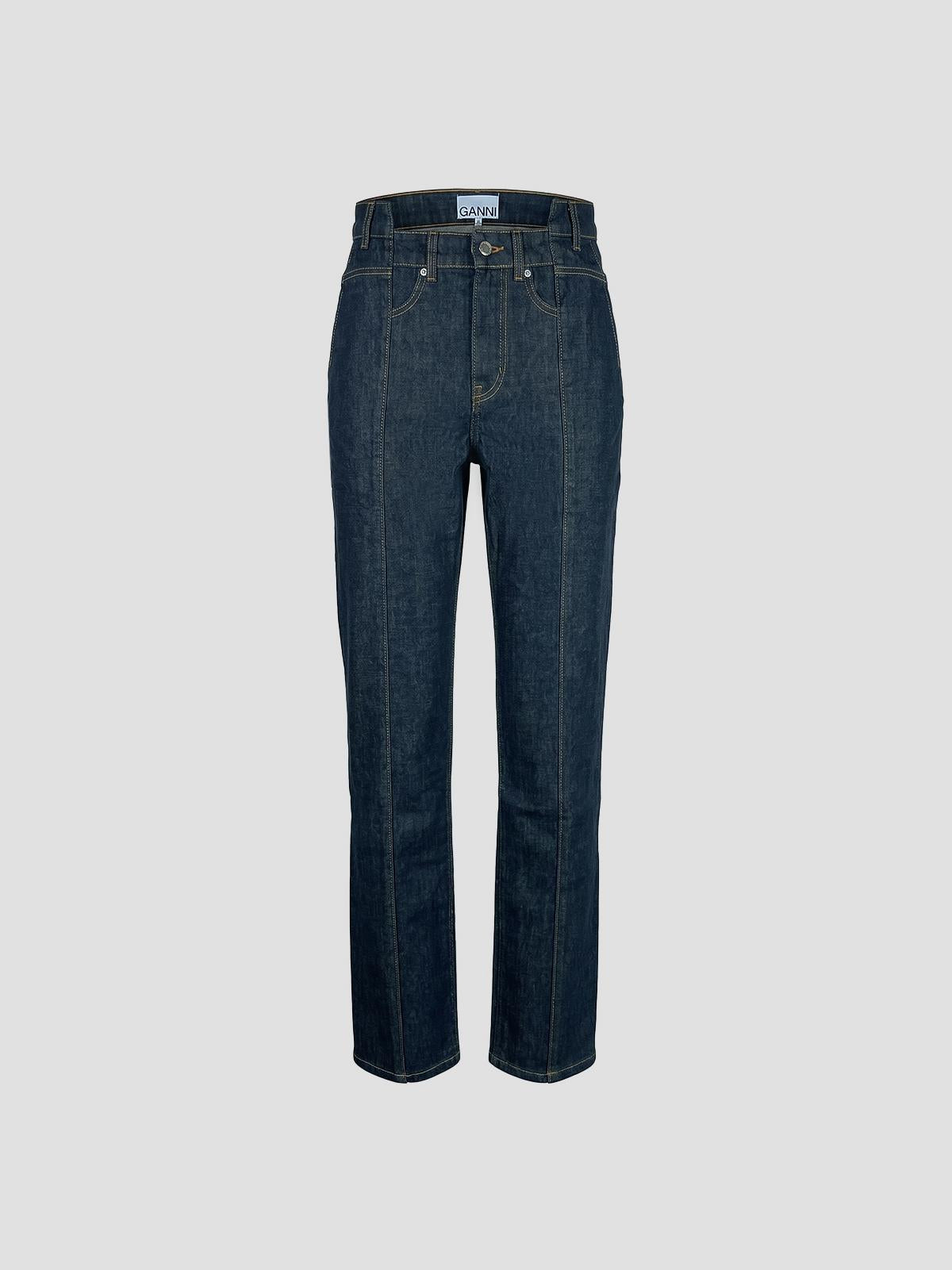 Slub denim fold jeans