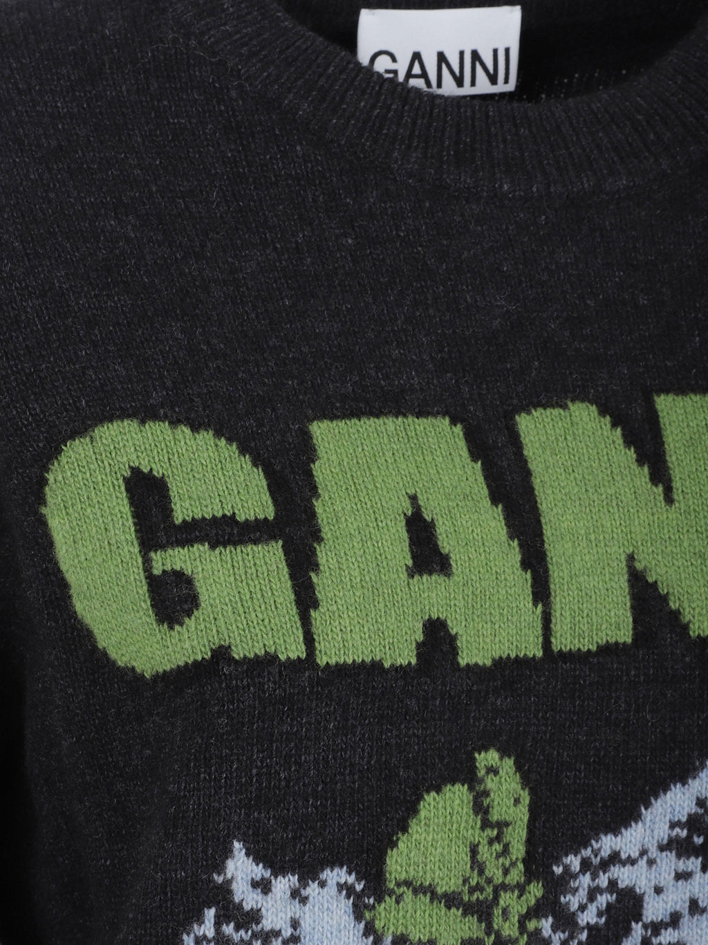 Graphic wool mix puppy love crewneck