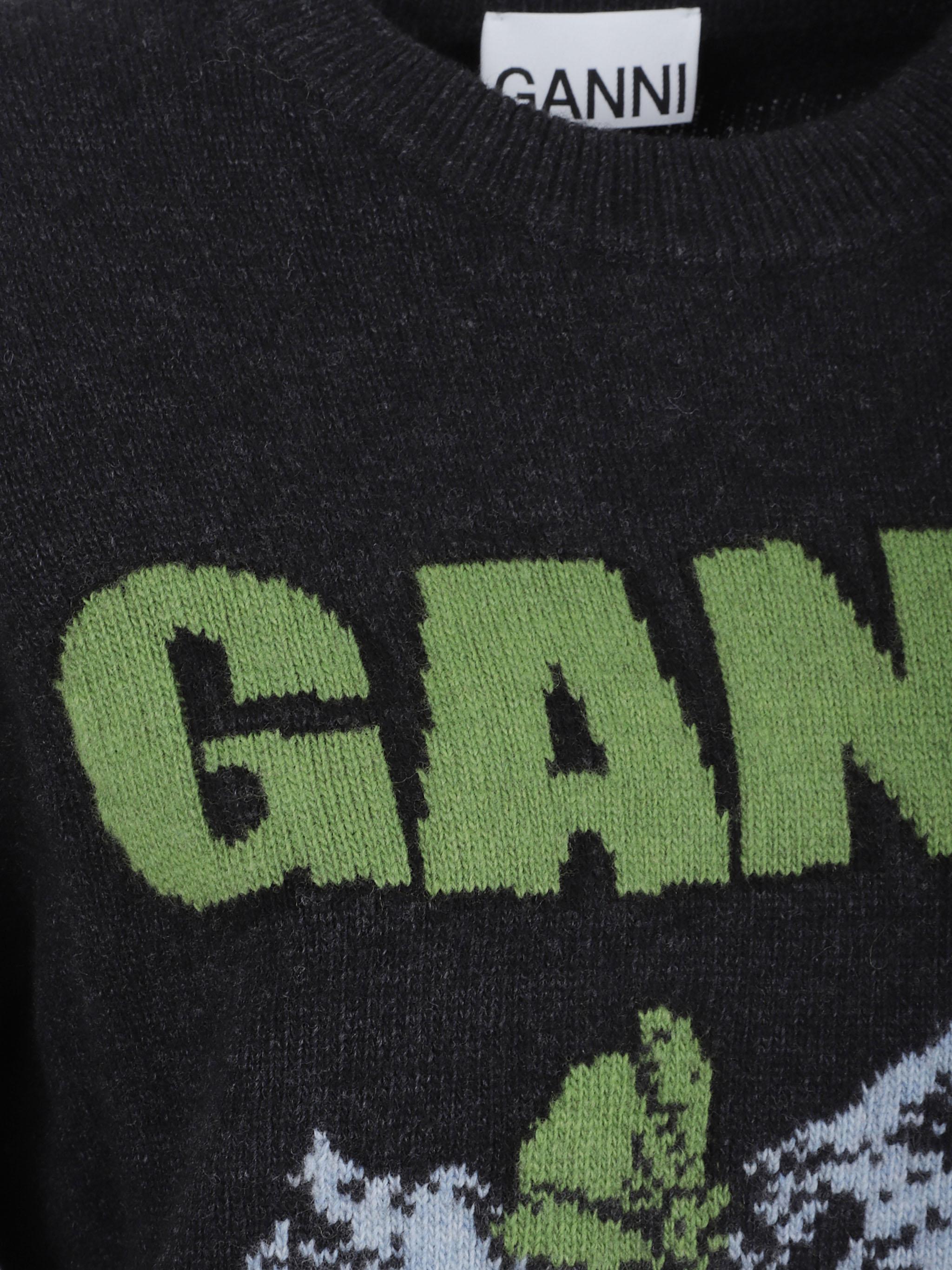 Graphic wool mix puppy love crewneck