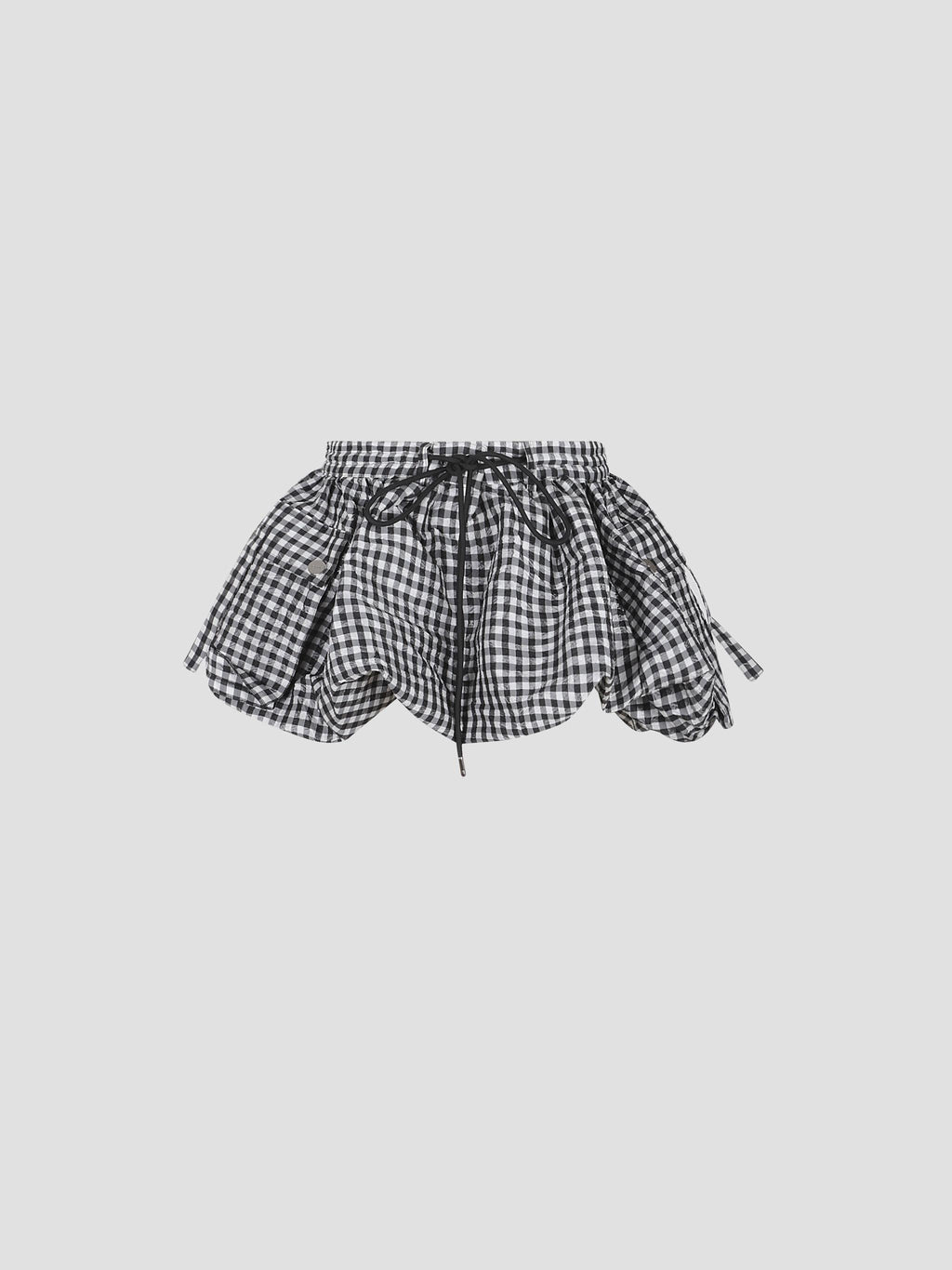 Crinkled taffeta check mini bubble skirt