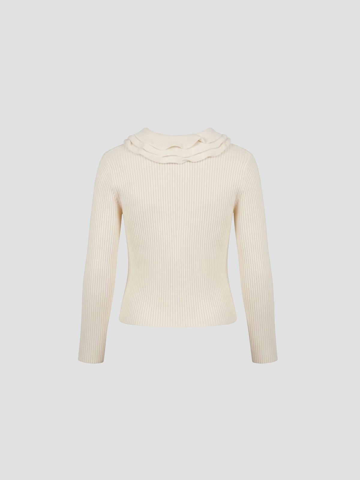 Ribbed merino frill top