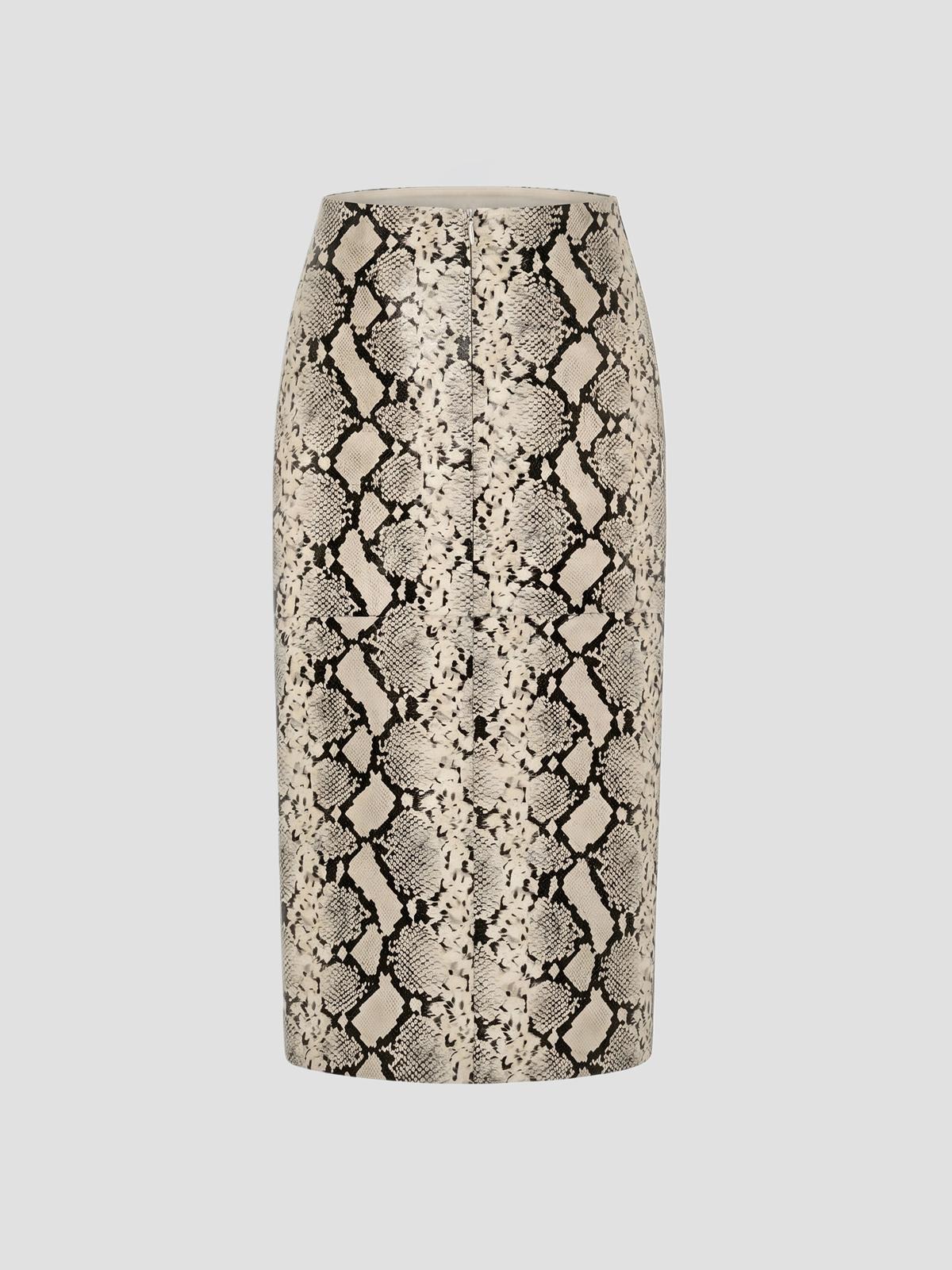 High-waist snakeskin skirt