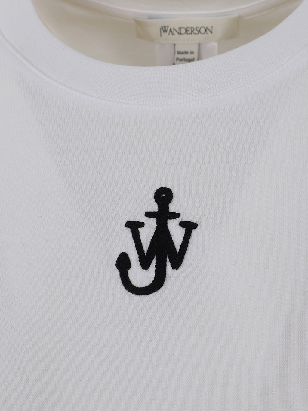 Anchor embroidery panelled cropped t-shirt