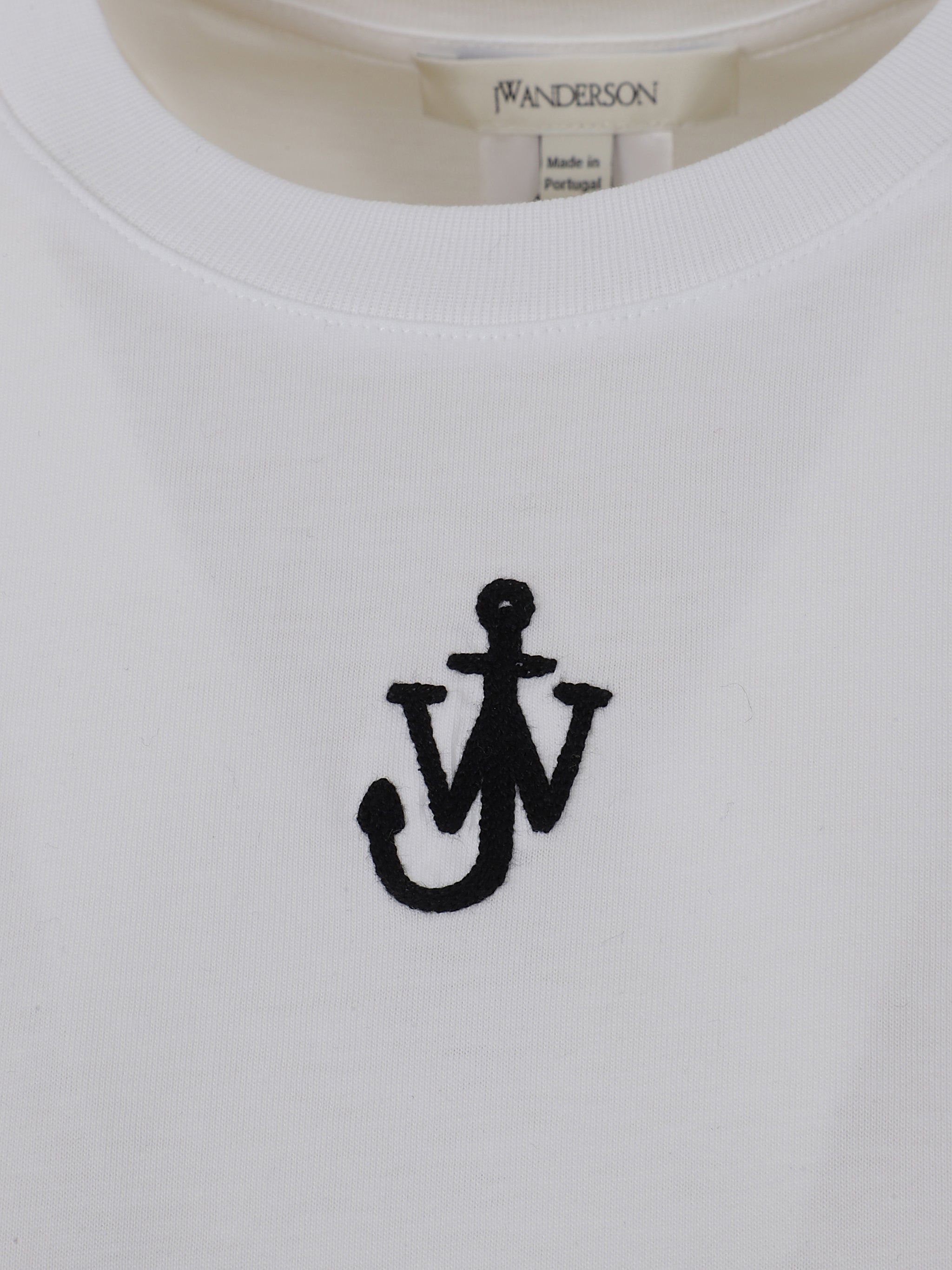 Anchor embroidery panelled cropped t-shirt