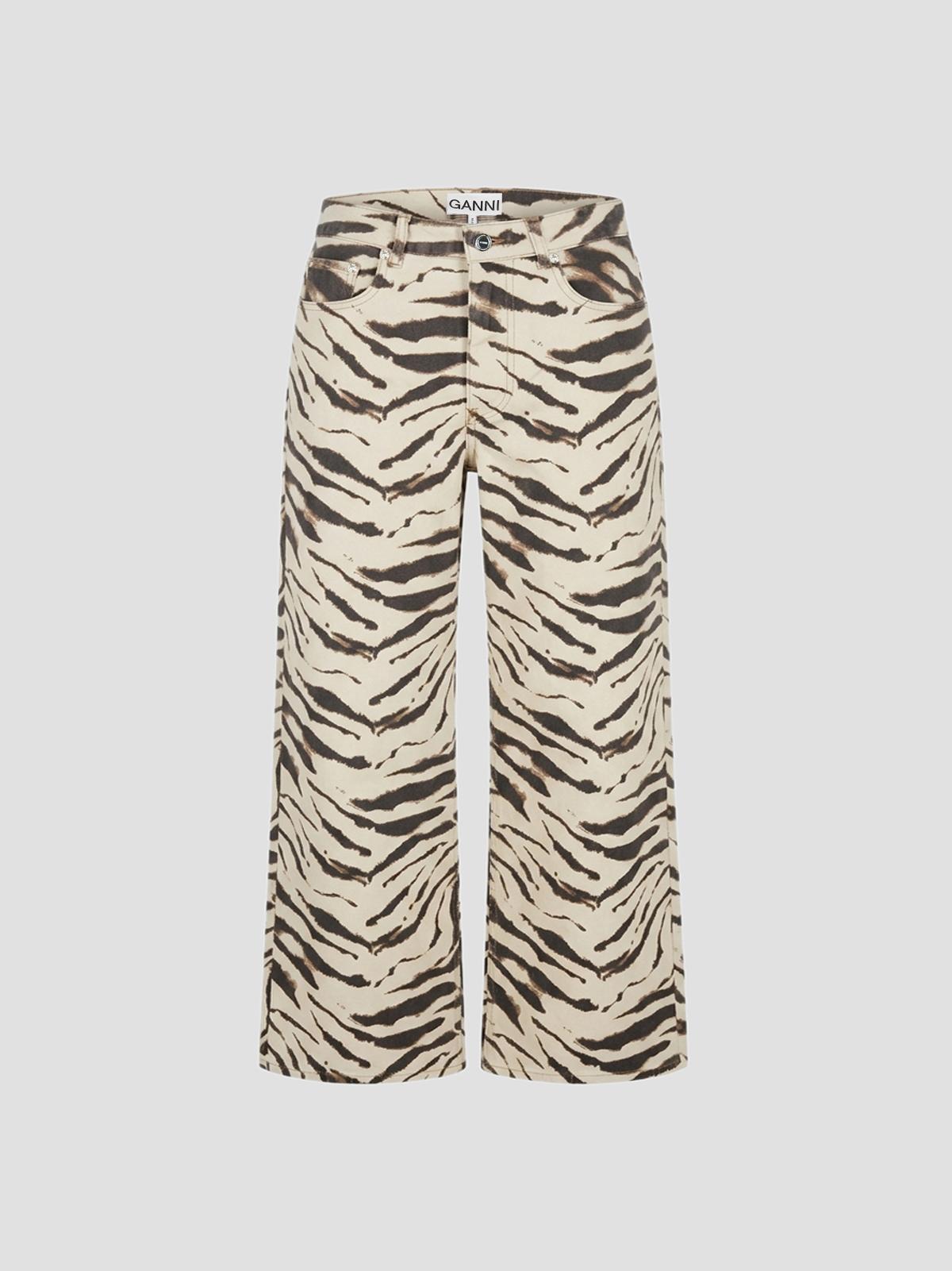 Print denim lari jeans