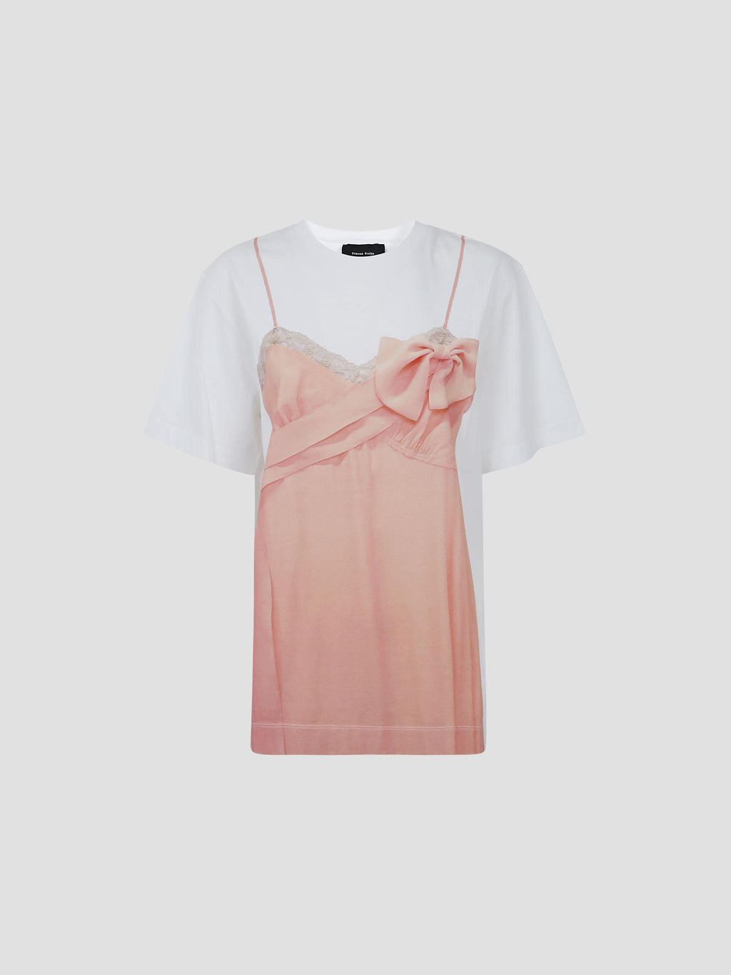 Bow sash slip dress trompe l'oeil  t-shirt