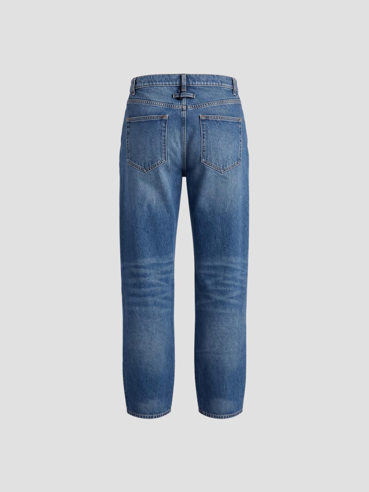 Wide leg denim pants with gloves print on front