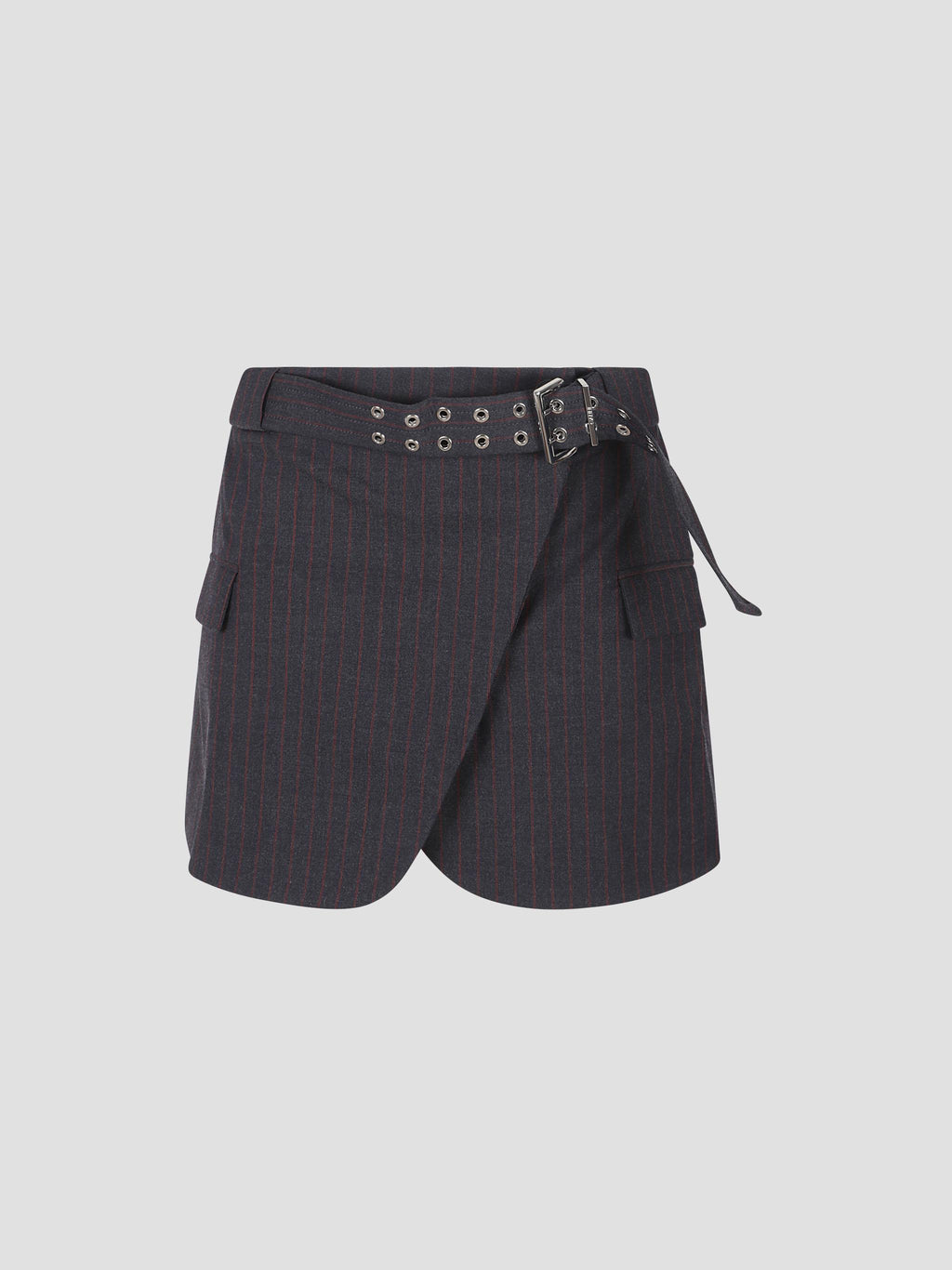 Stretch stripe tailoring mini skirt