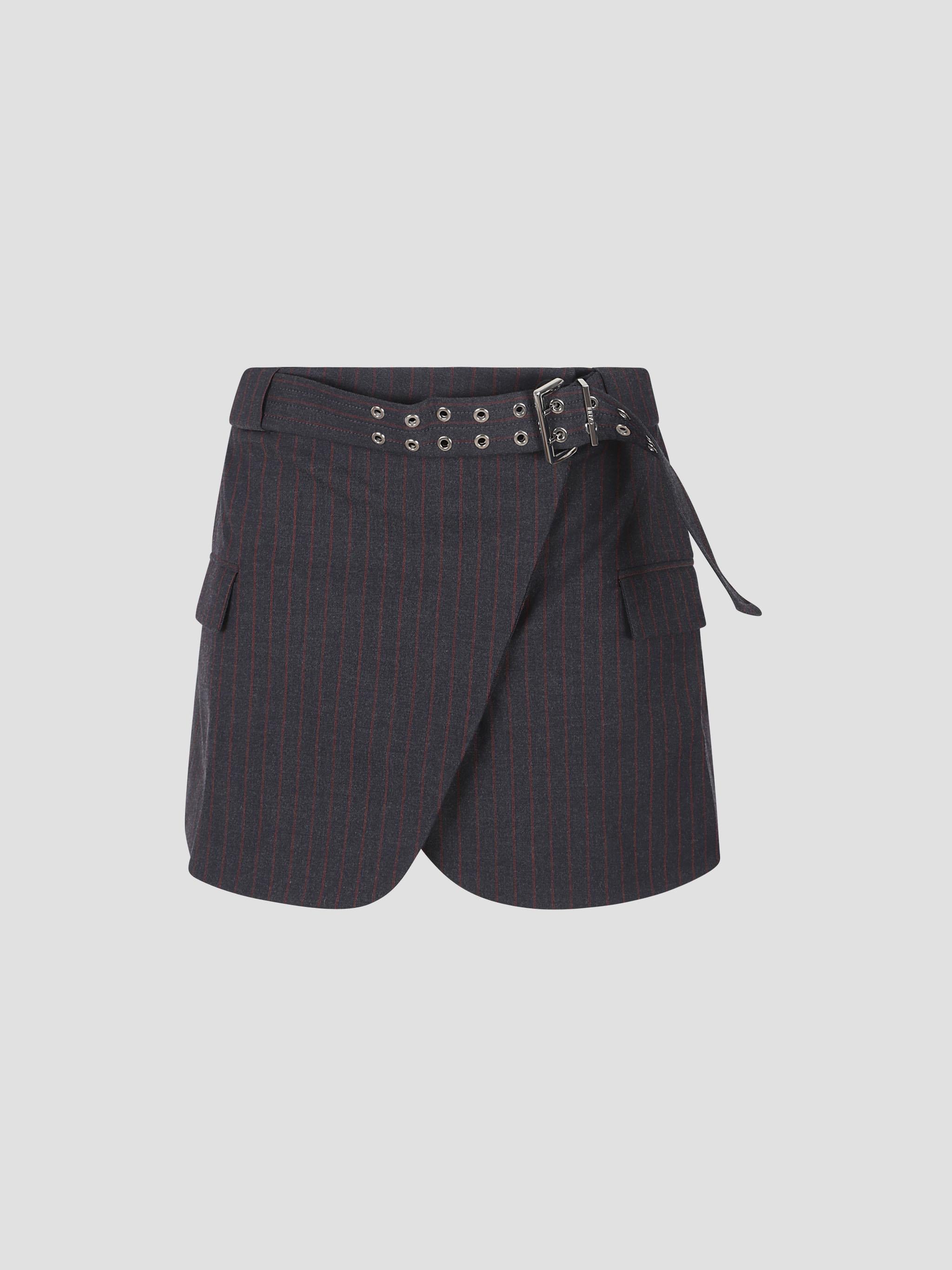 Stretch stripe tailoring mini skirt