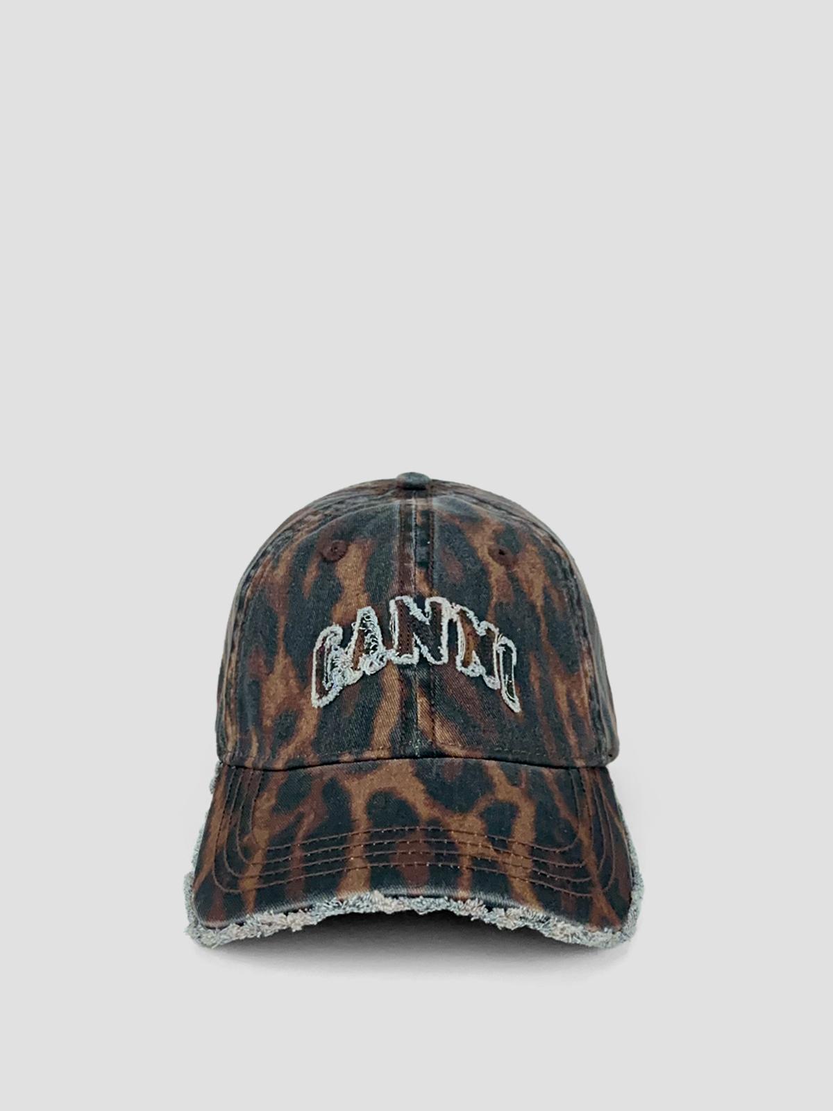 Printed washed cotton ocelot leopard cap