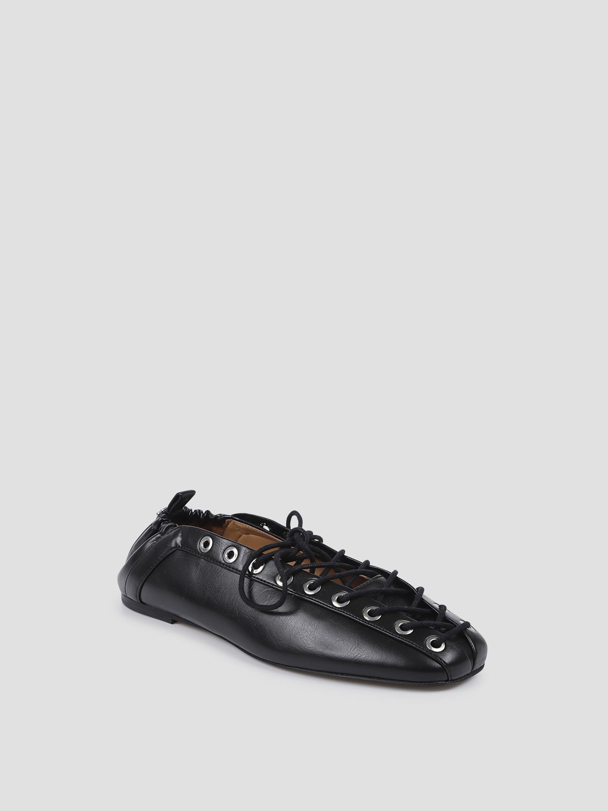 Eyelets lace up ballerina crinkle oleatex