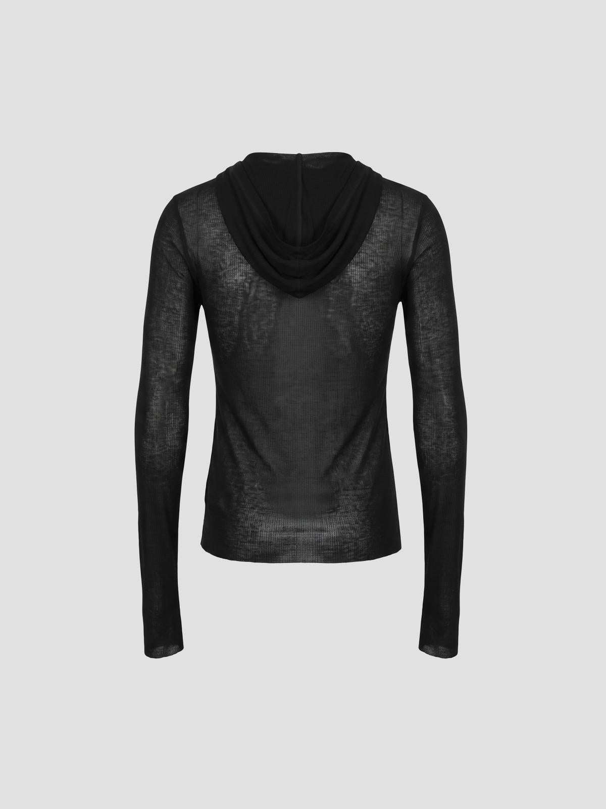 Cropped hooded rib ls t-shirt