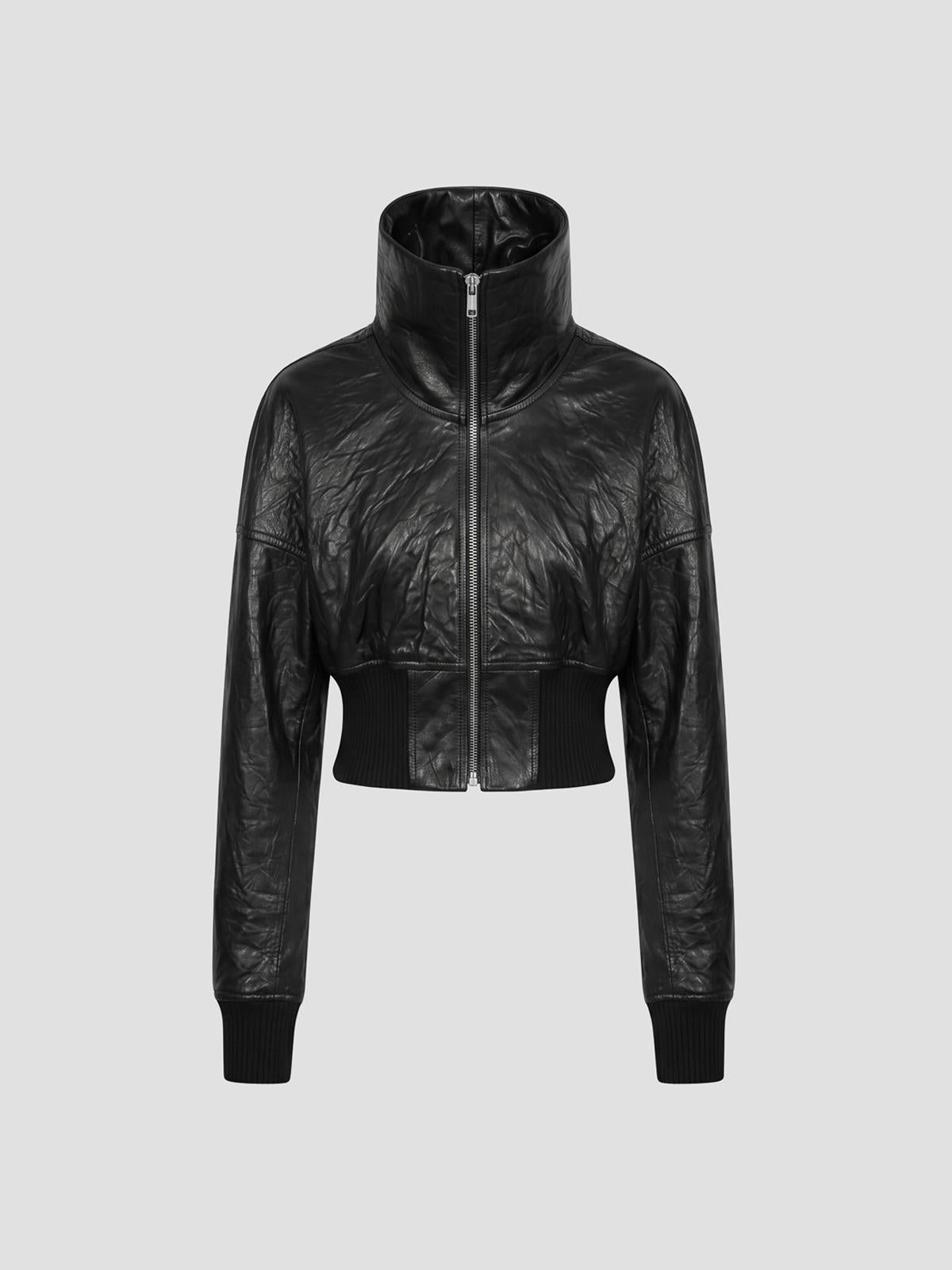 Leather bomber jacket