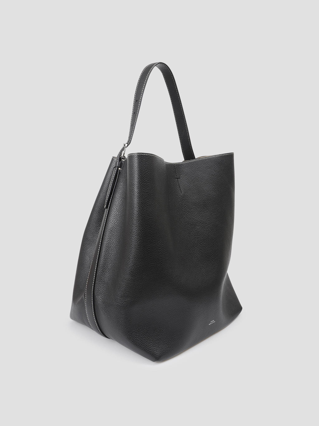 Belted grained-leather tote