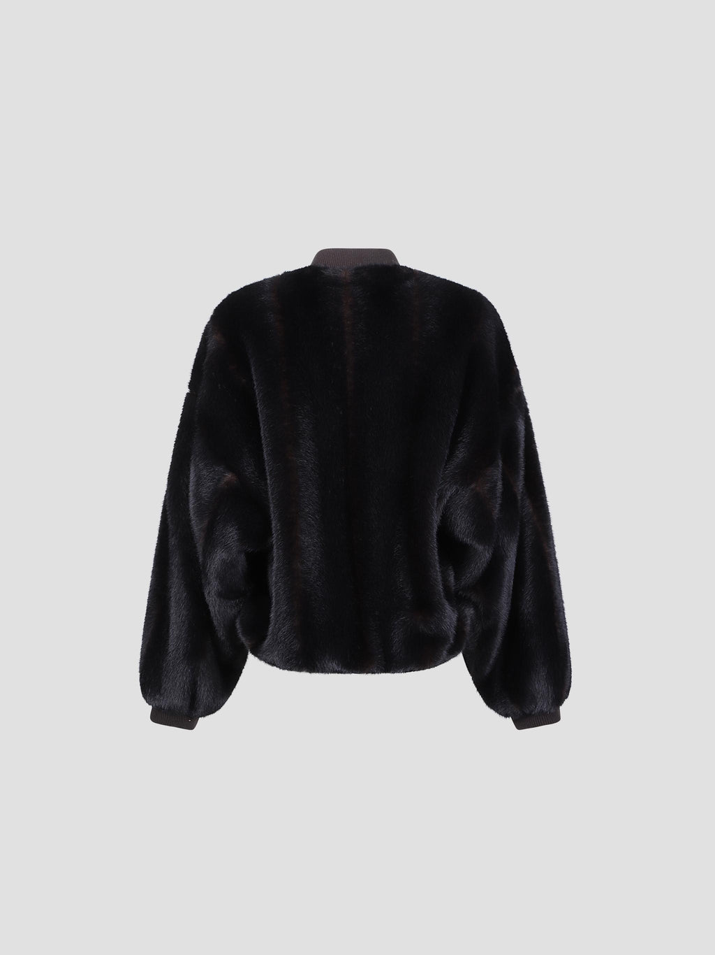 Rib-trim faux-fur jacket