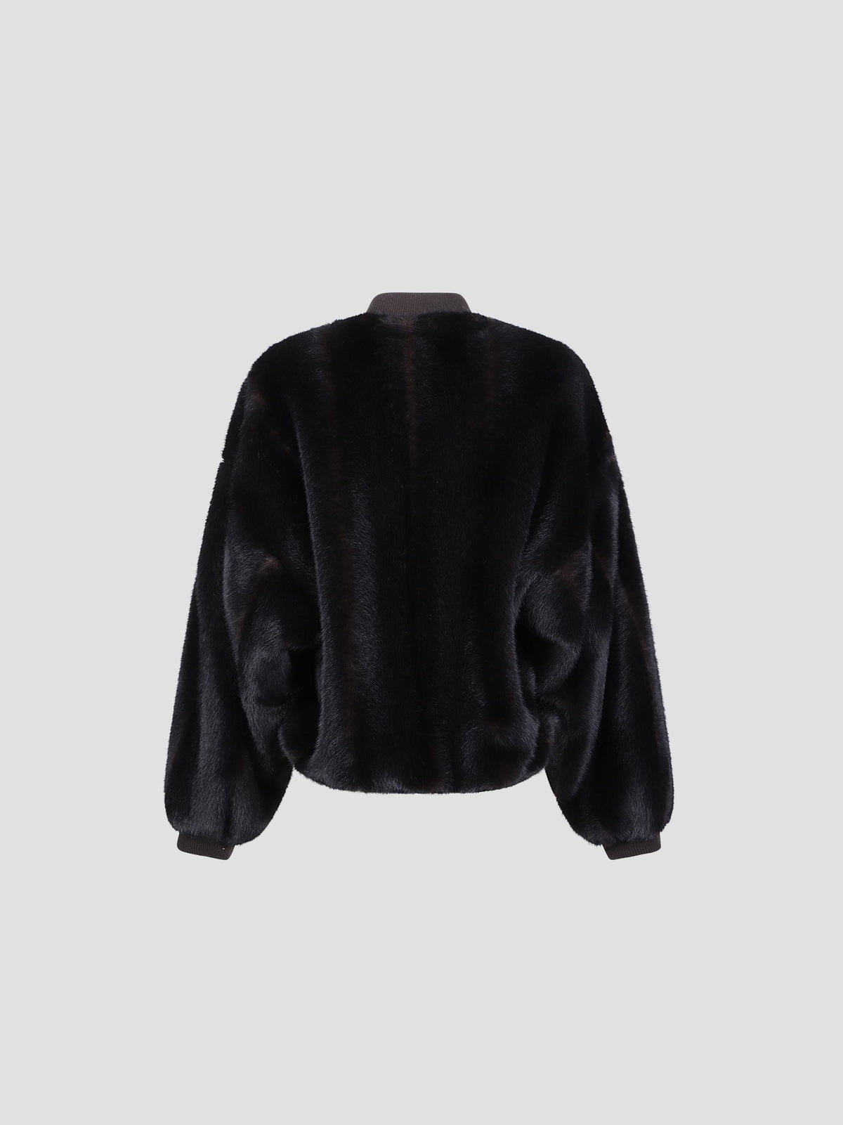 Rib-trim faux-fur jacket