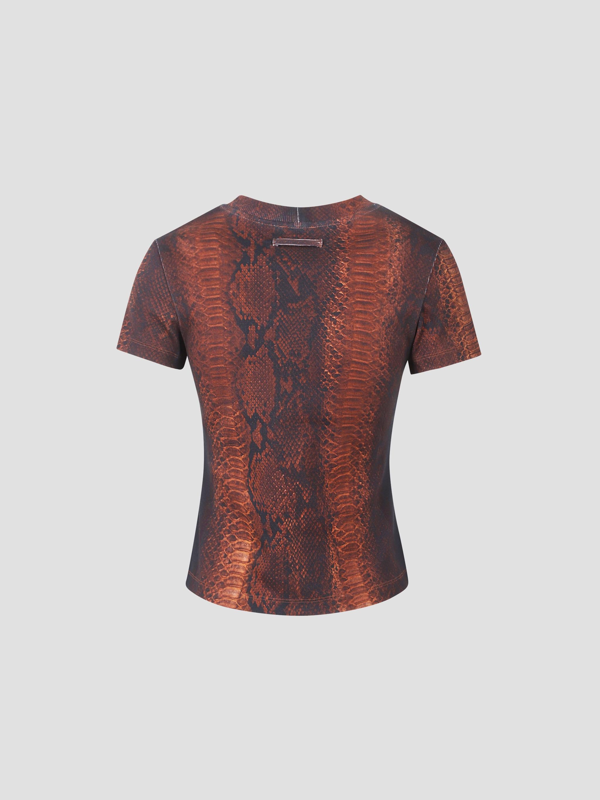 Cotton ribbed tee-shirt printed "python"