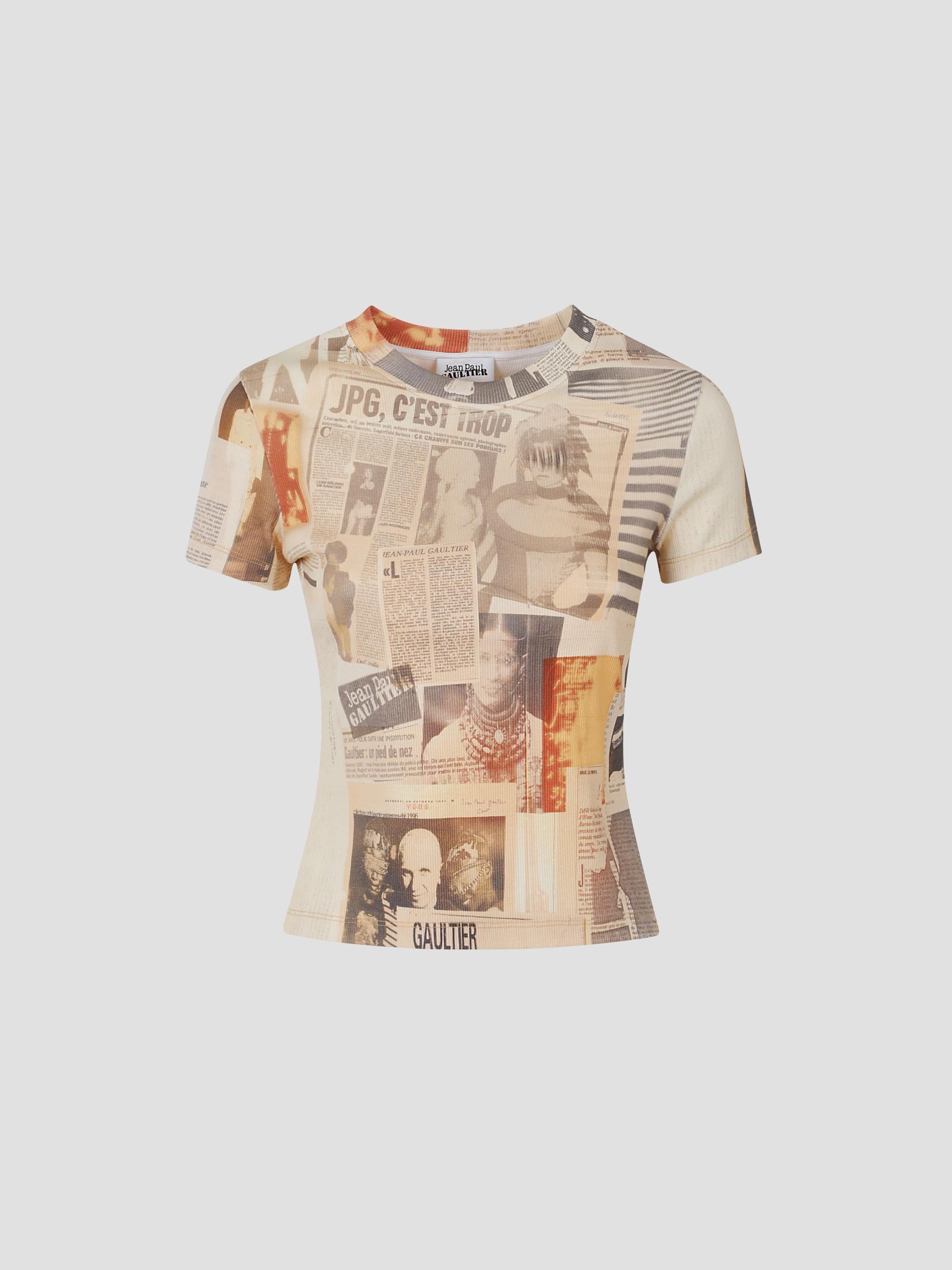 Cotton ribbed tee-shirt printed "journal"