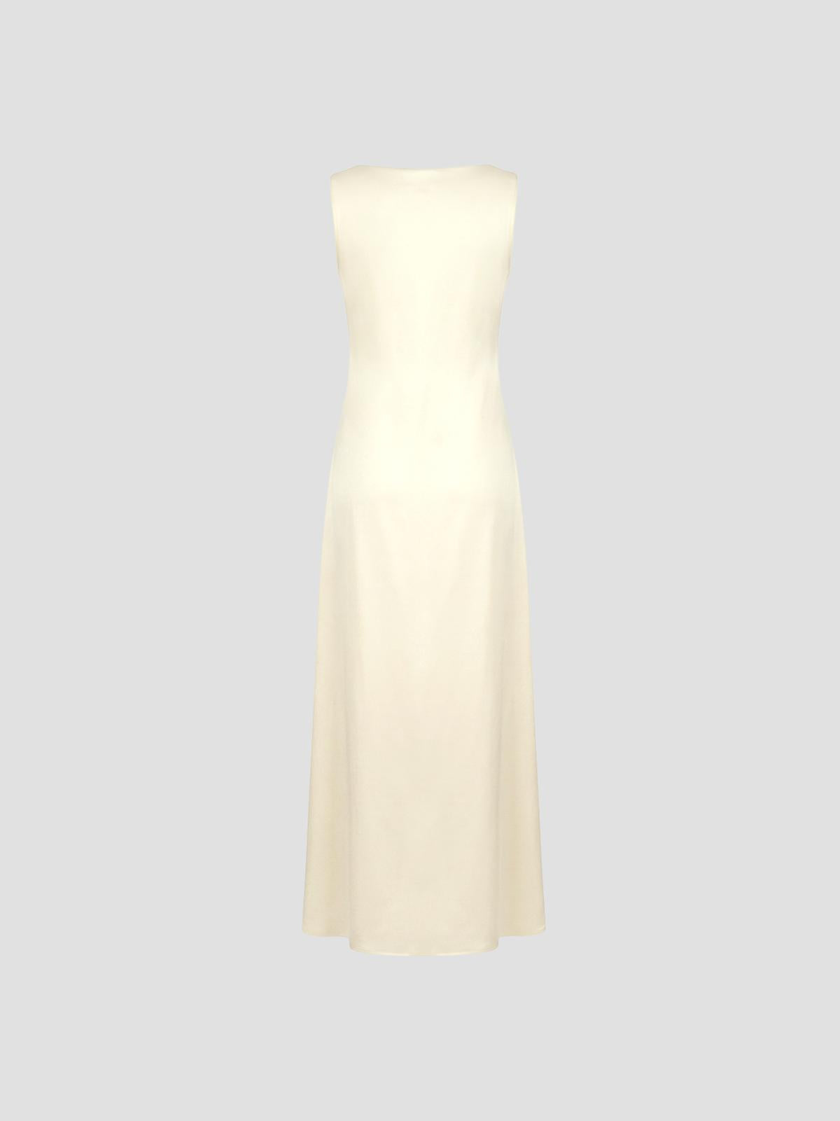 Scoop neck satin dress