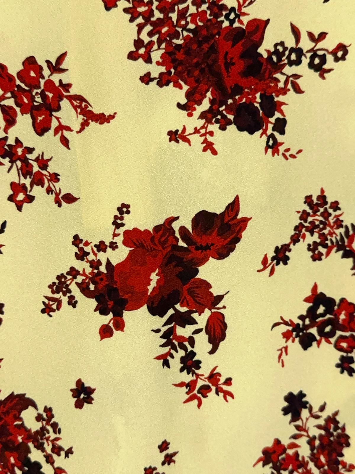 Satin-back floral print skirt