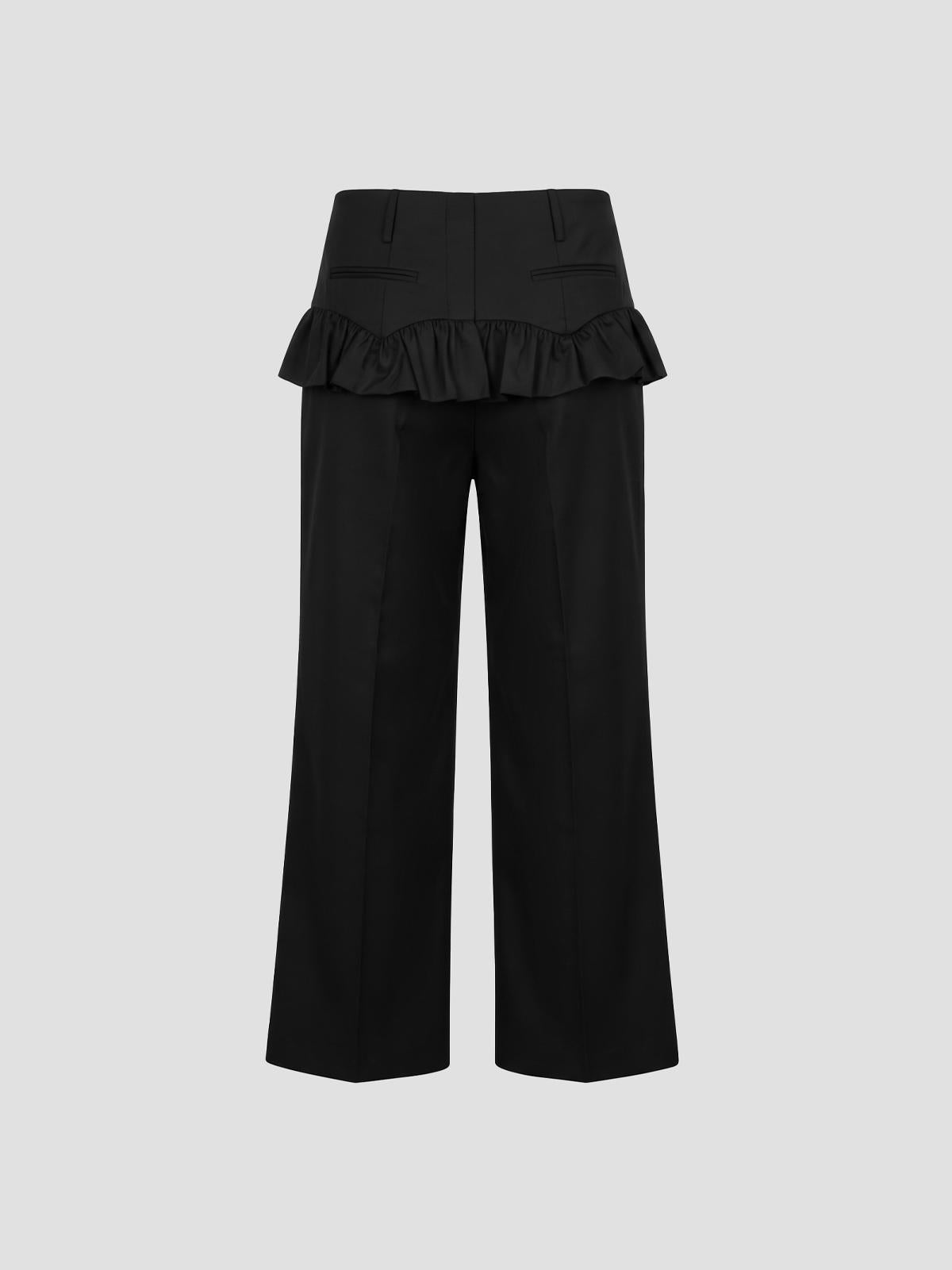 Calendered wool skirt pants