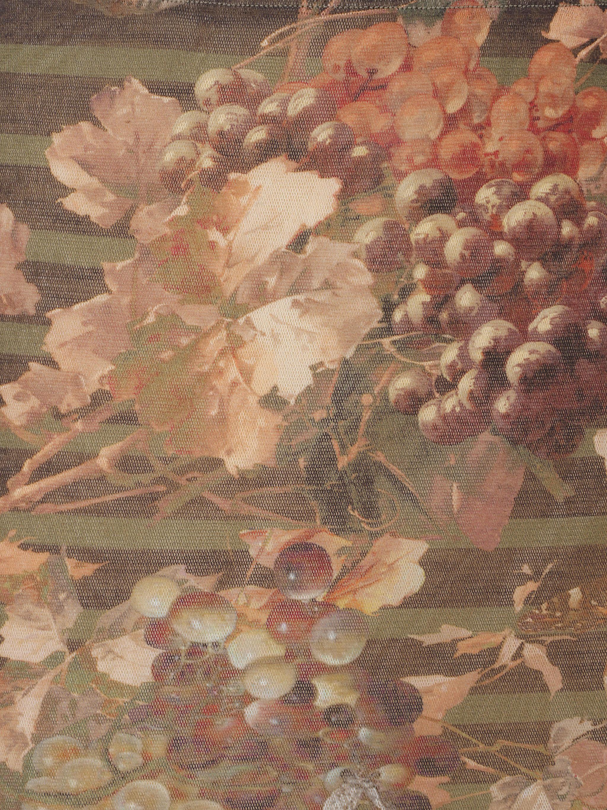 Mesh long skirt printed "marinière grape"