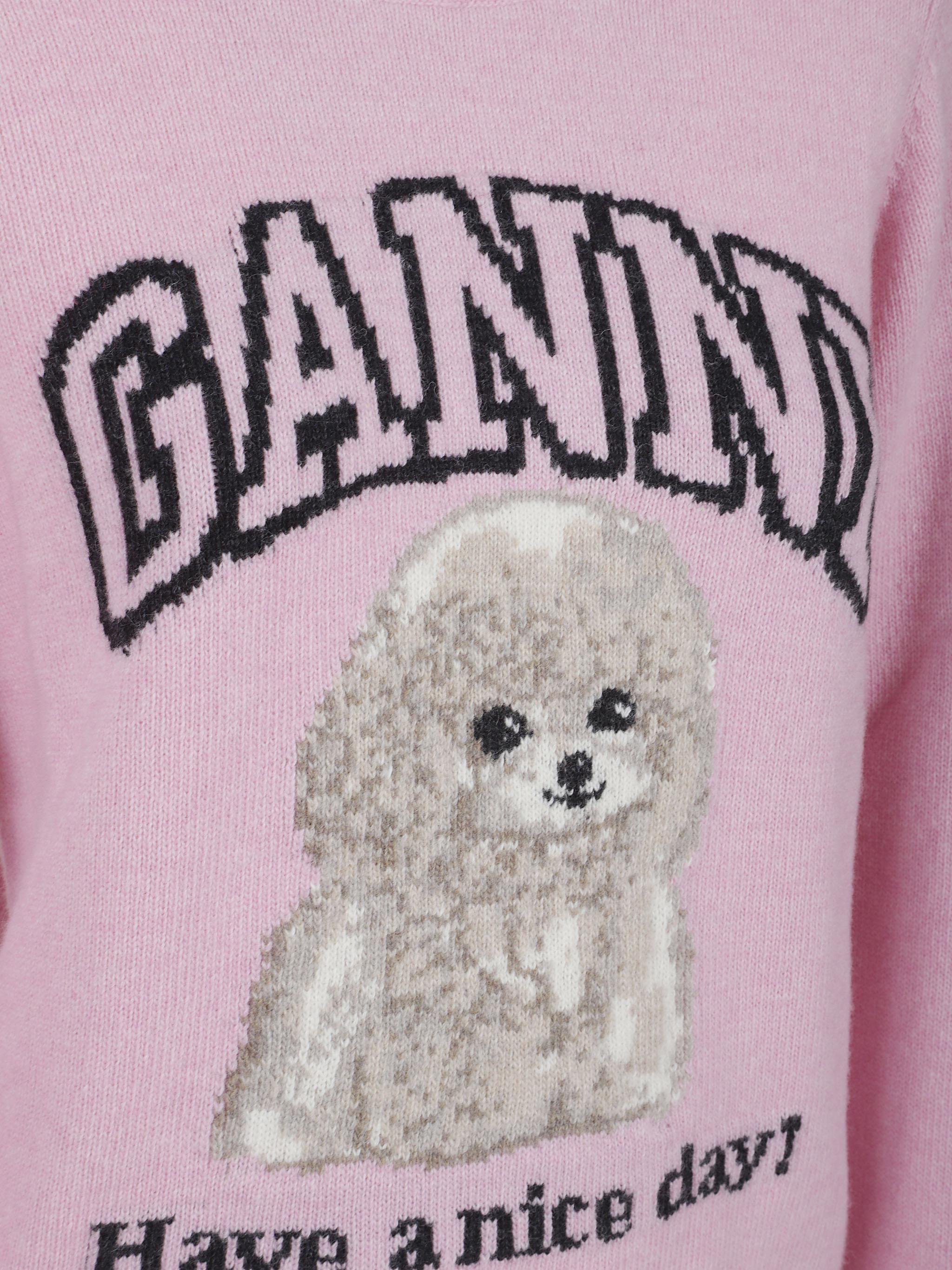 Graphic wool mix poodle crewneck