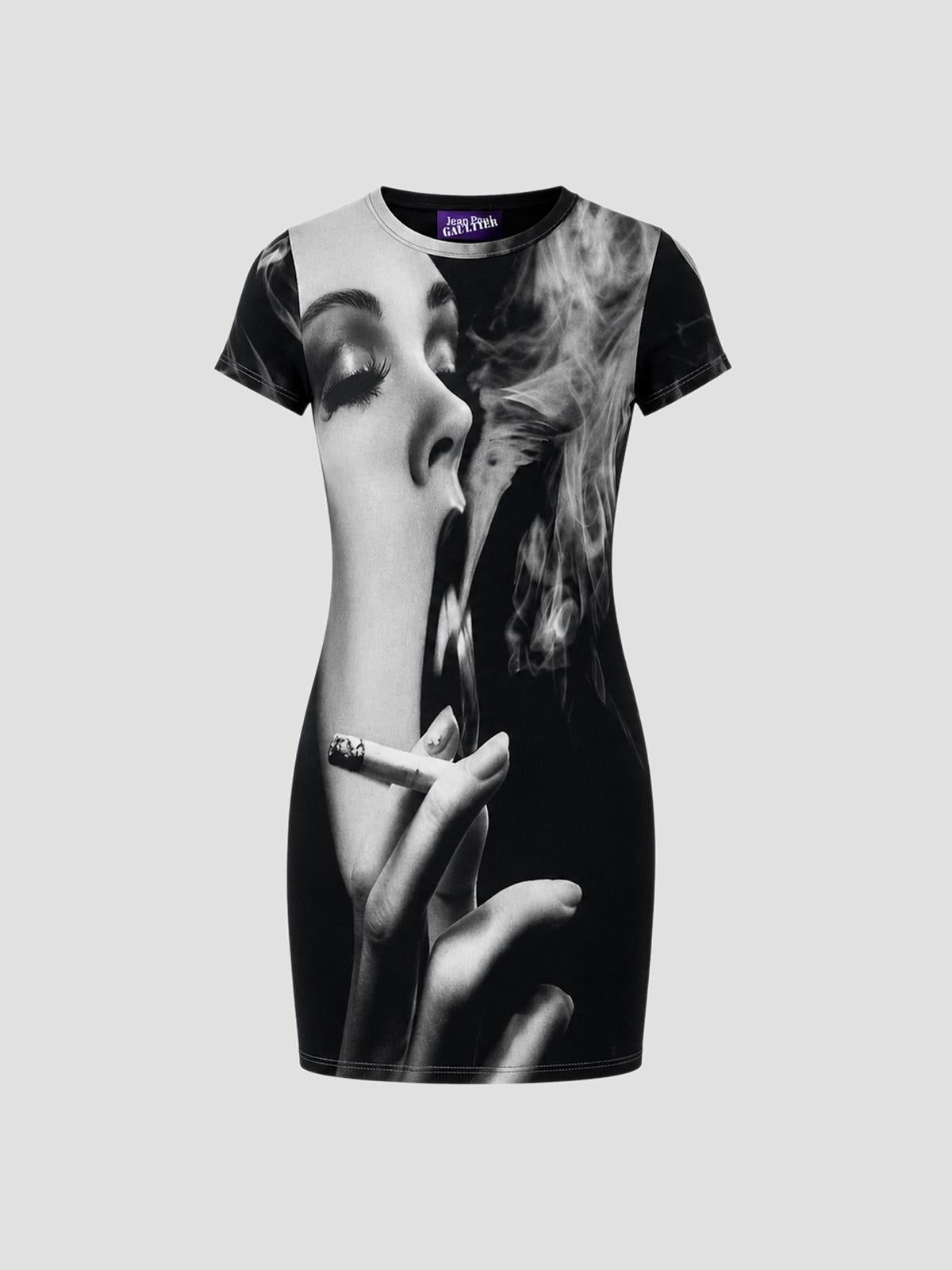 Short dress printed "smoking women"