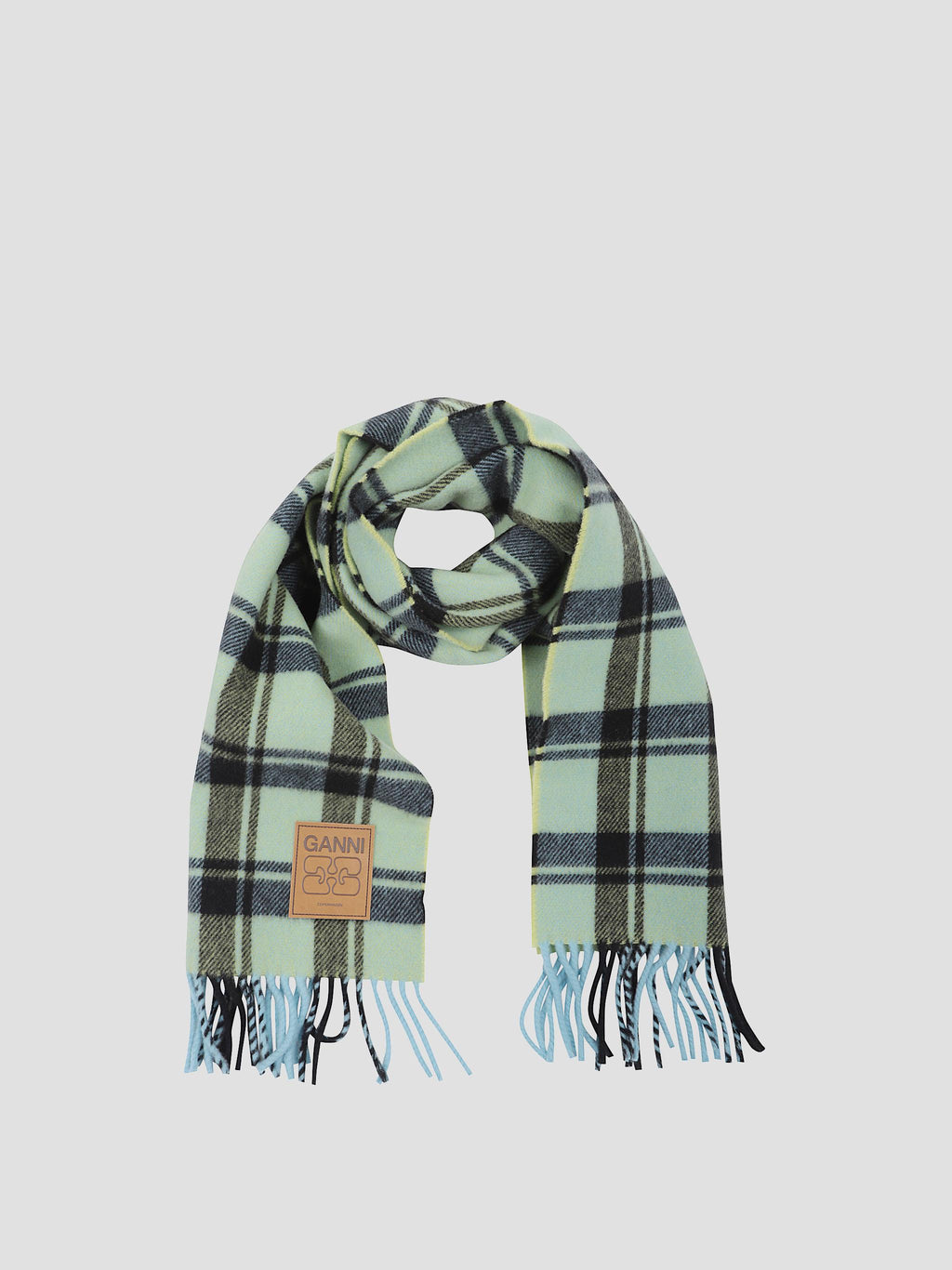 Double face wool check scarf