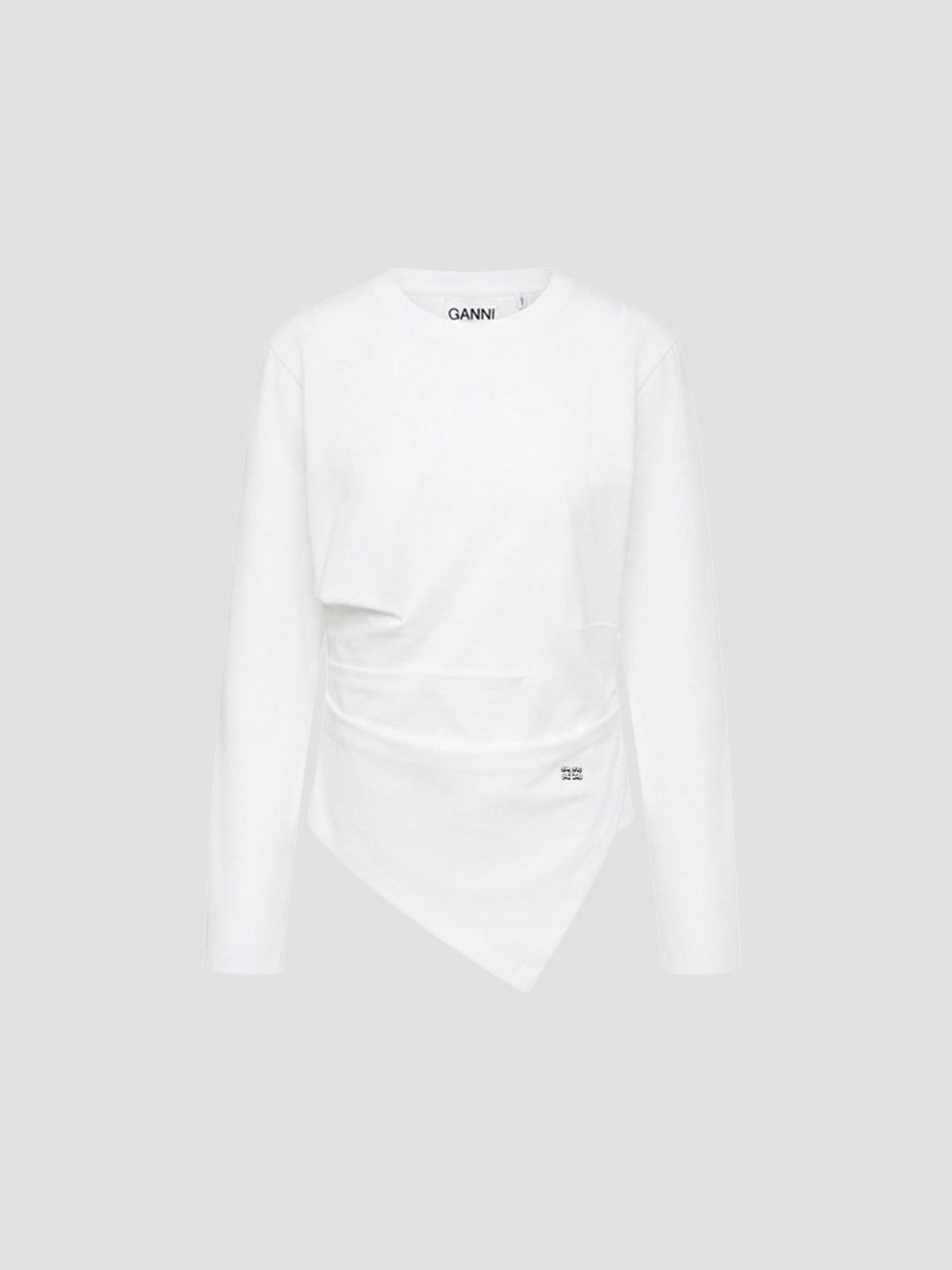 Heavy stretch cotton draped blouse