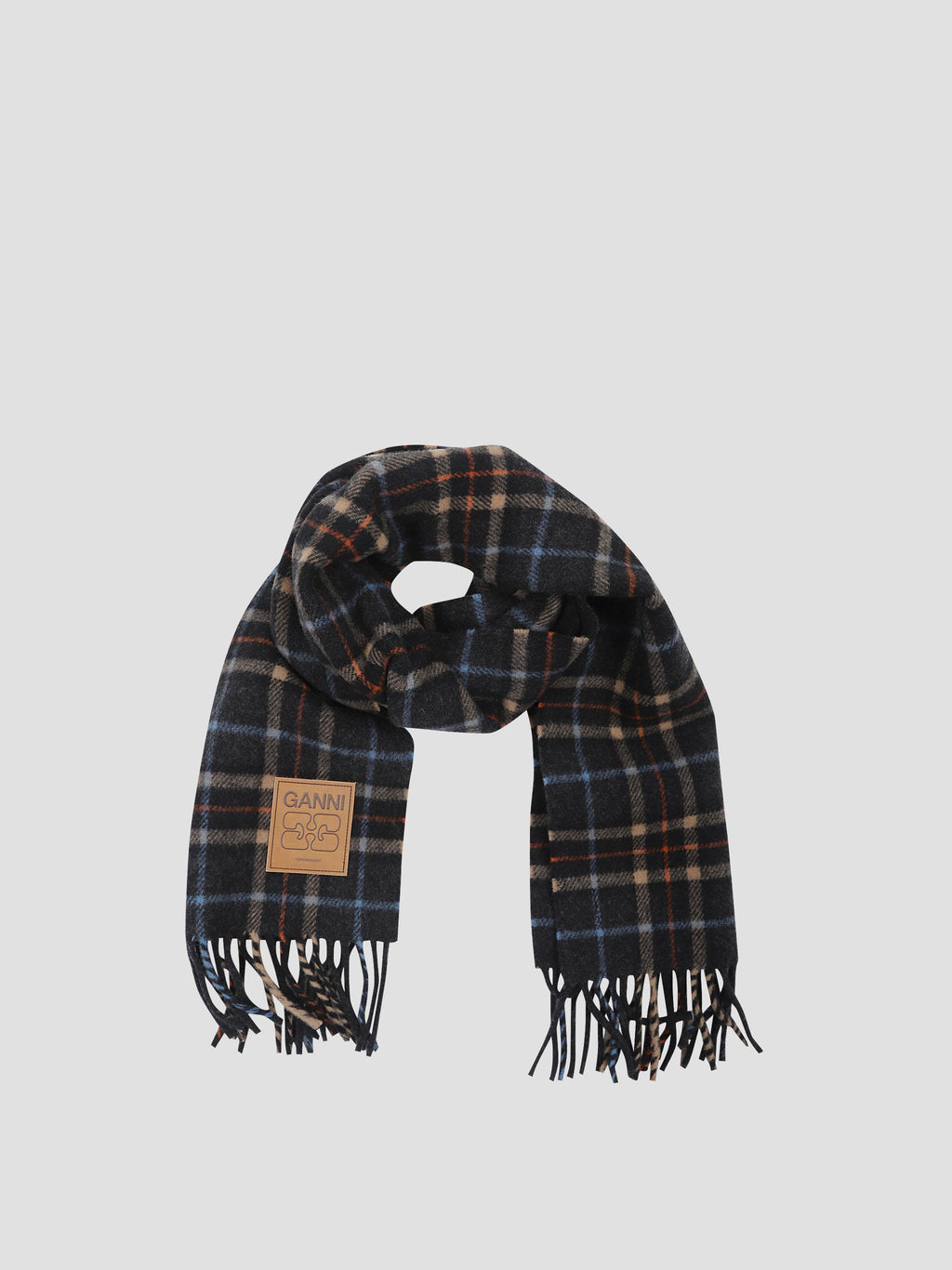 Double face wool check scarf