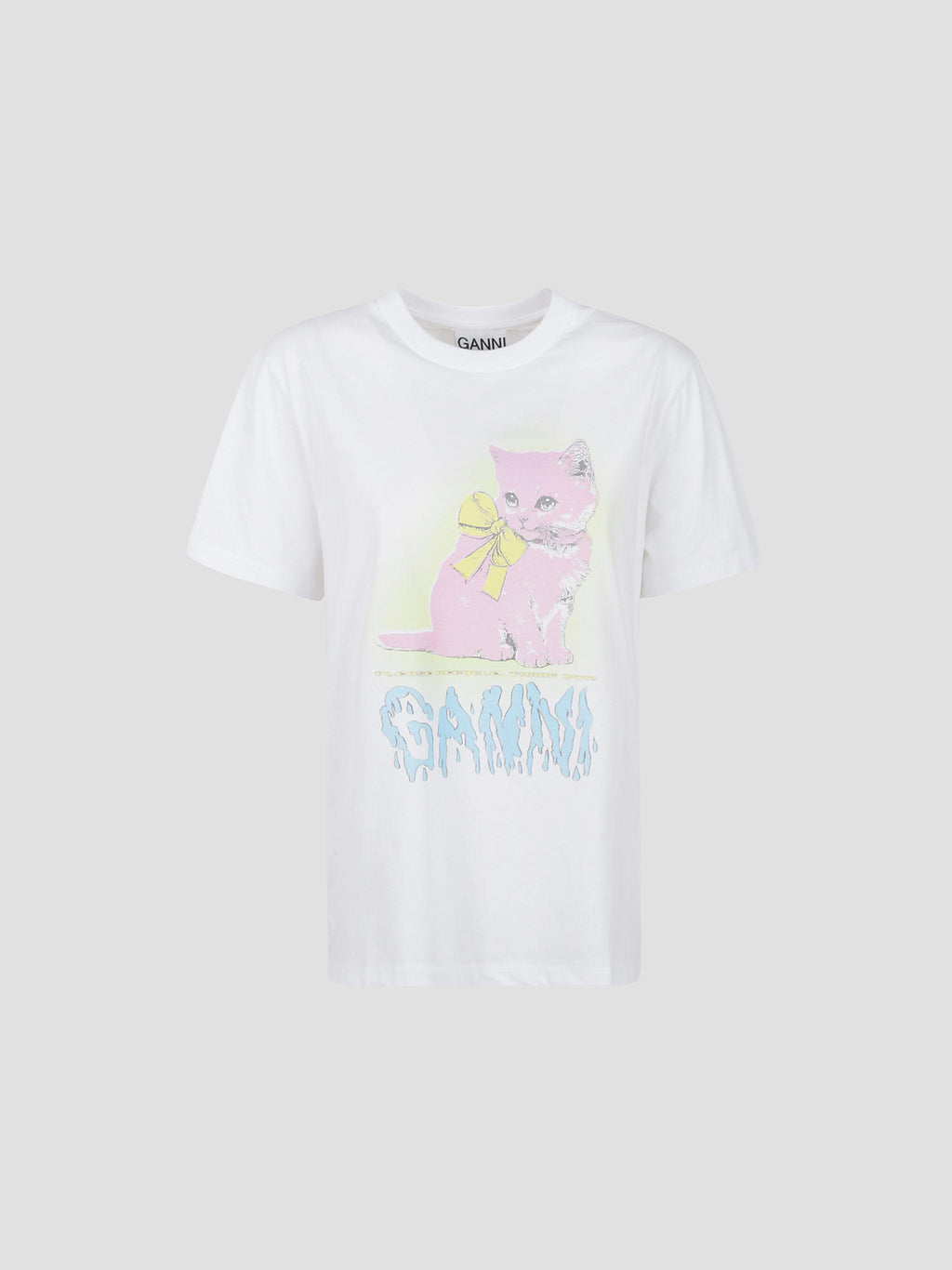 Basic cotton jersey neon kitty t-shirt