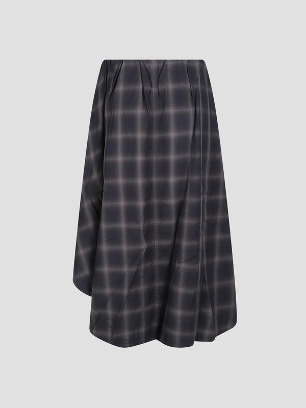 Fan skirt check midi skirt