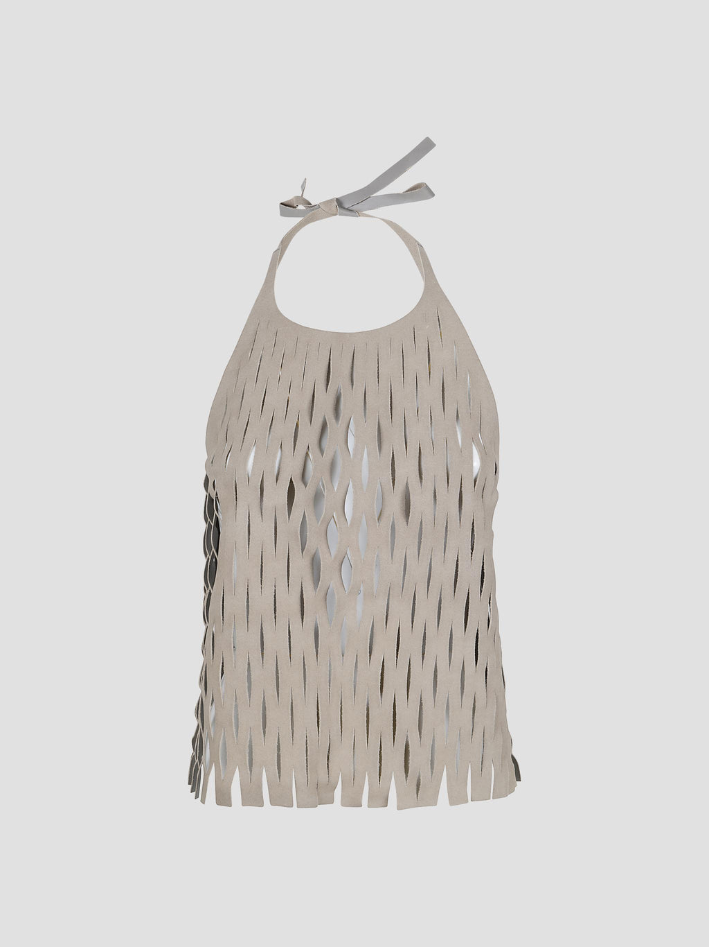 Cut apron laser-cut suede top