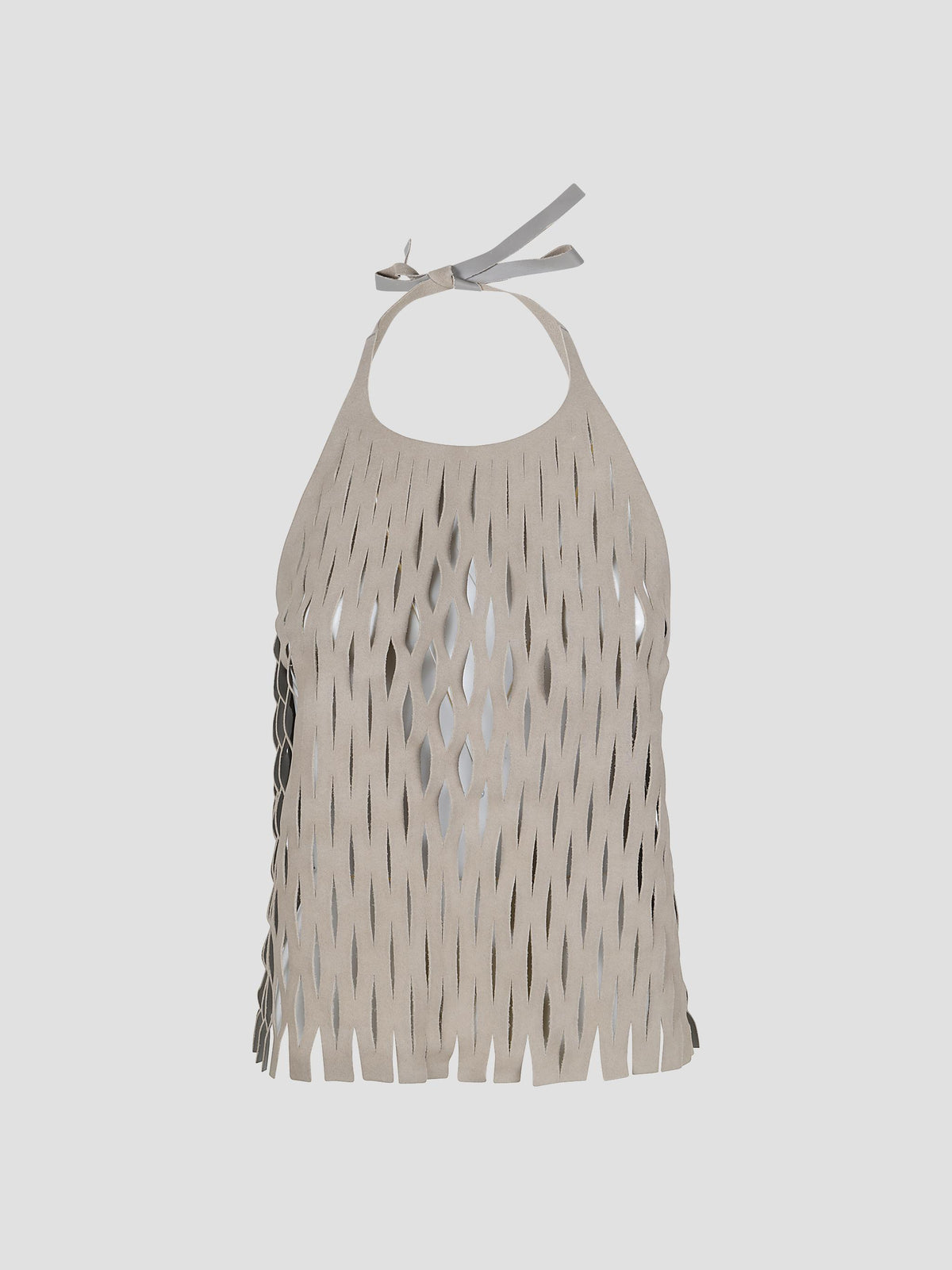 Cut apron laser-cut suede top