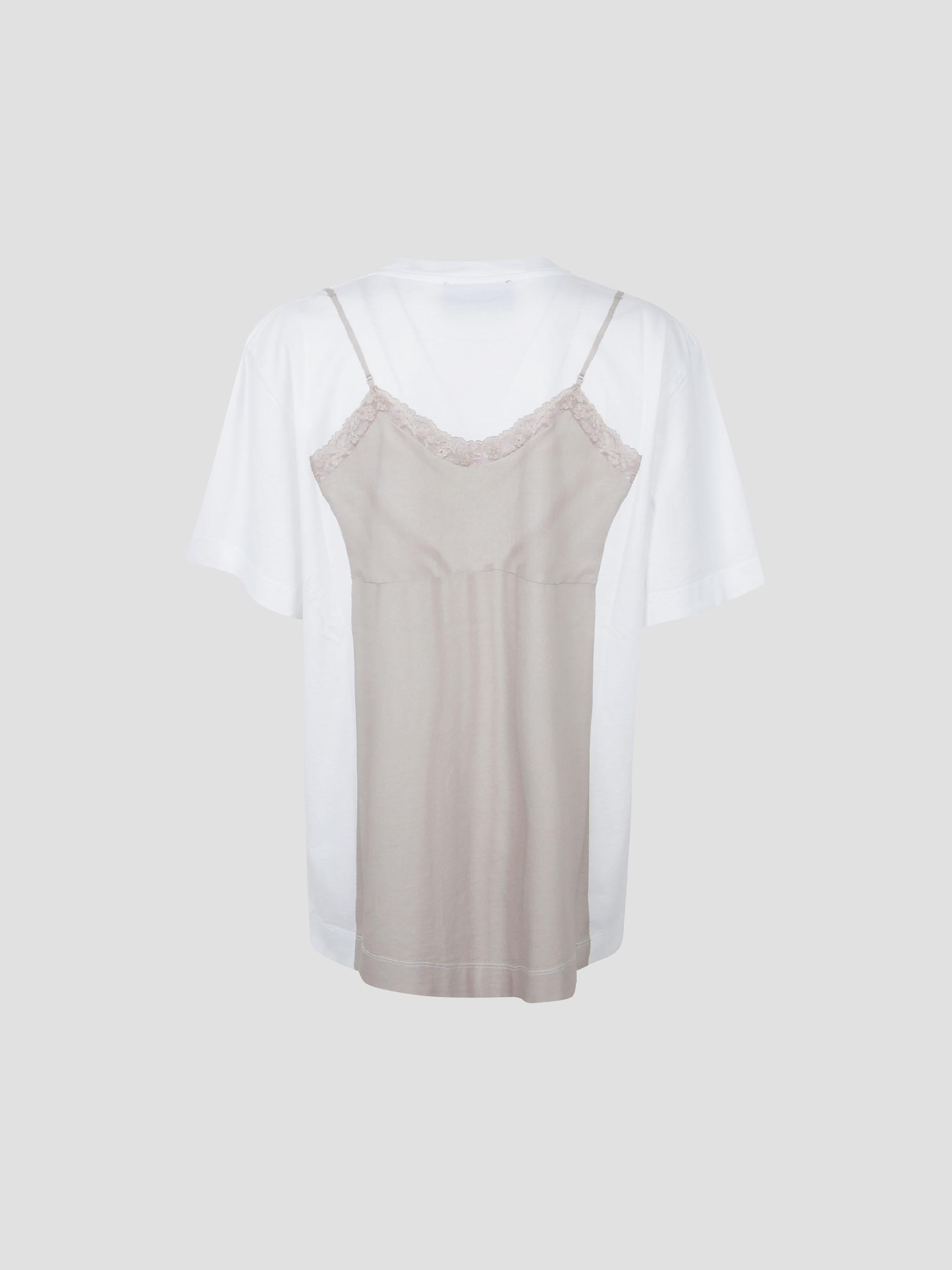Bow sash slip dress trompe l'oeil  t-shirt