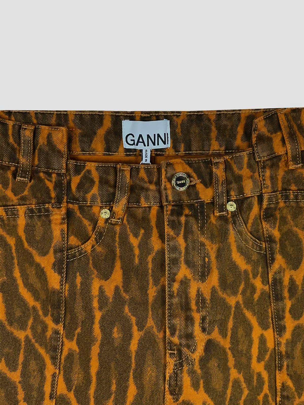 Print denim fold jeans