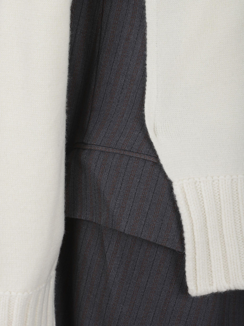 Stripe doeskin-wool knit coat dress