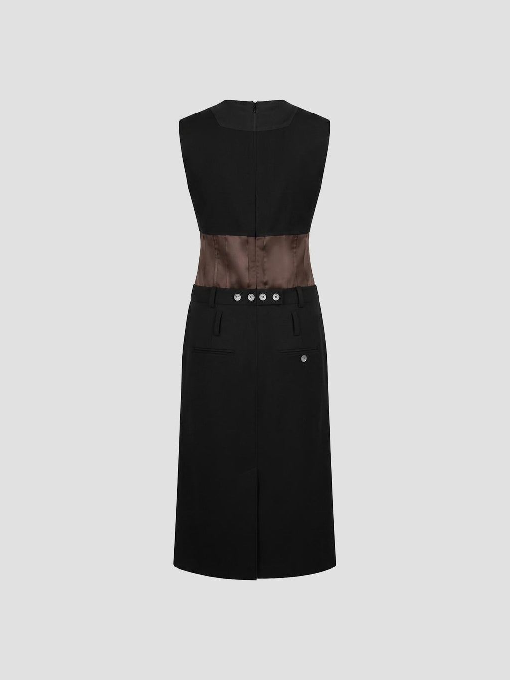 Contrast wool and satin dress