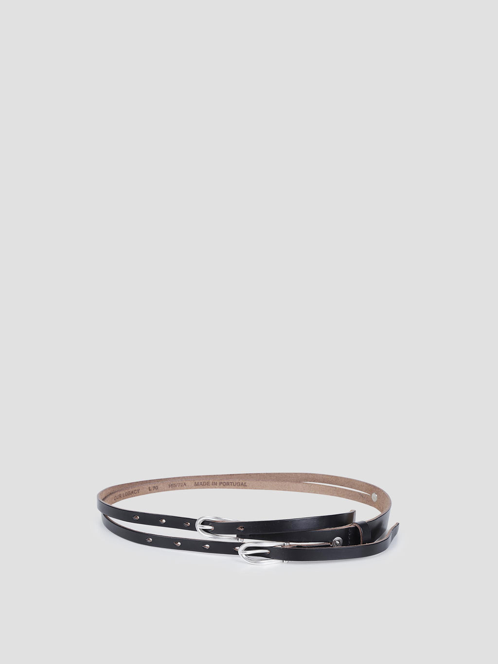 Twin tongue leather belt