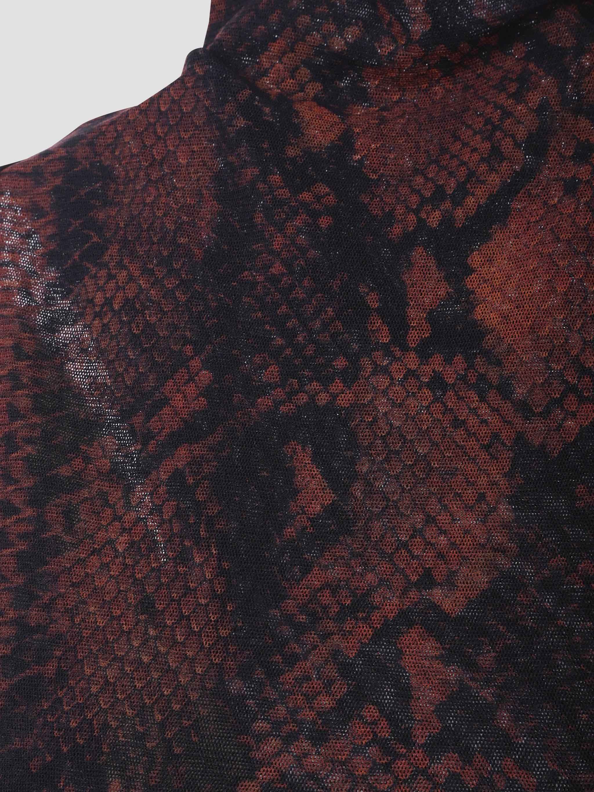 Mesh high neck short dress printed "python"