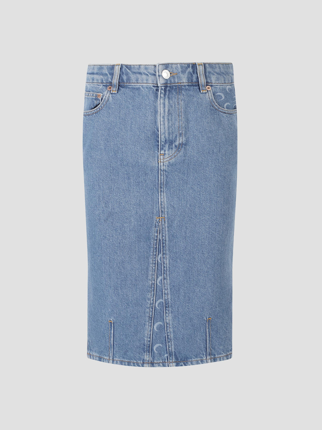 Moon laser blue wash denim skirt
