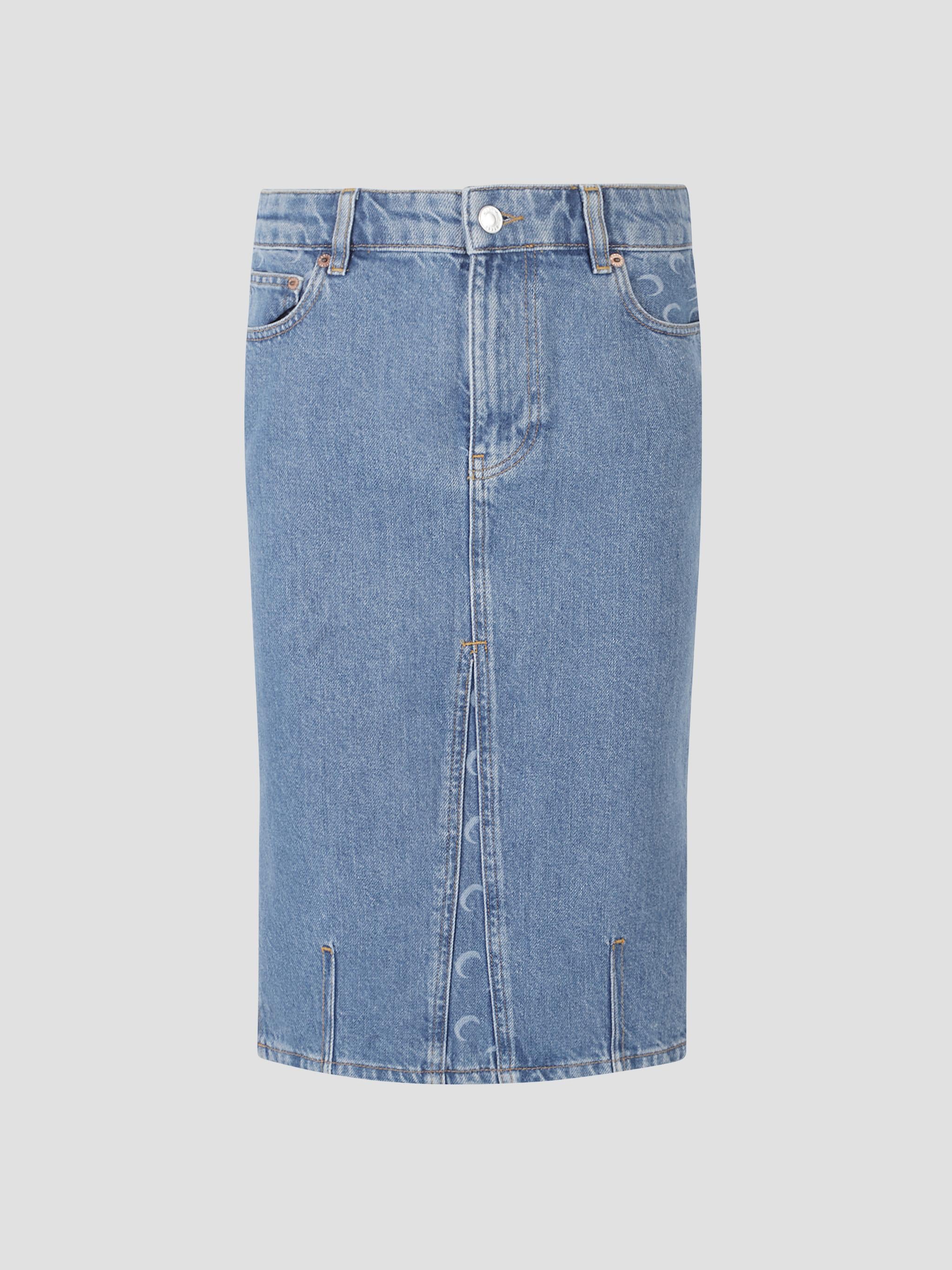 Moon laser blue wash denim skirt