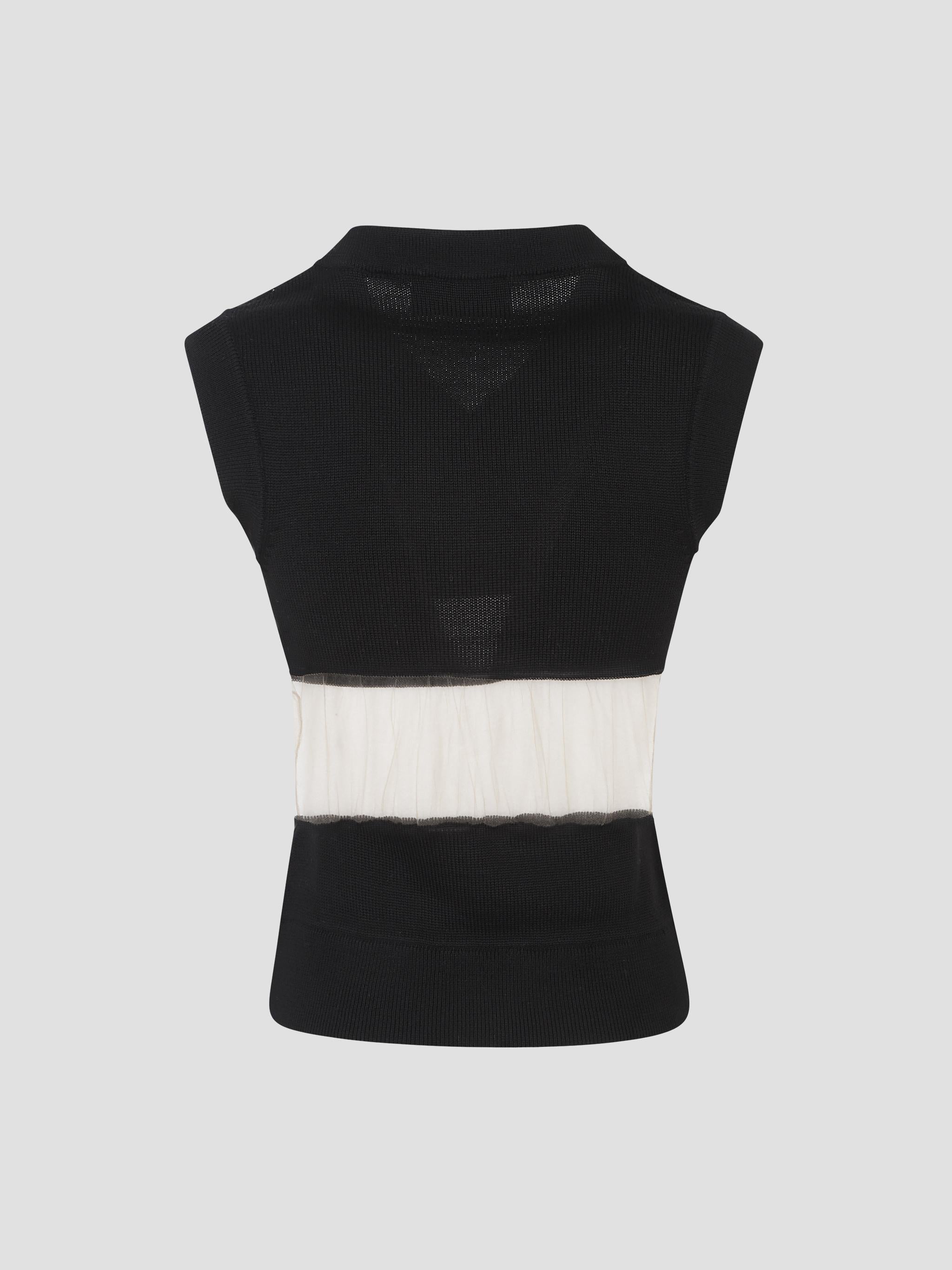 Stripe floating knit vest