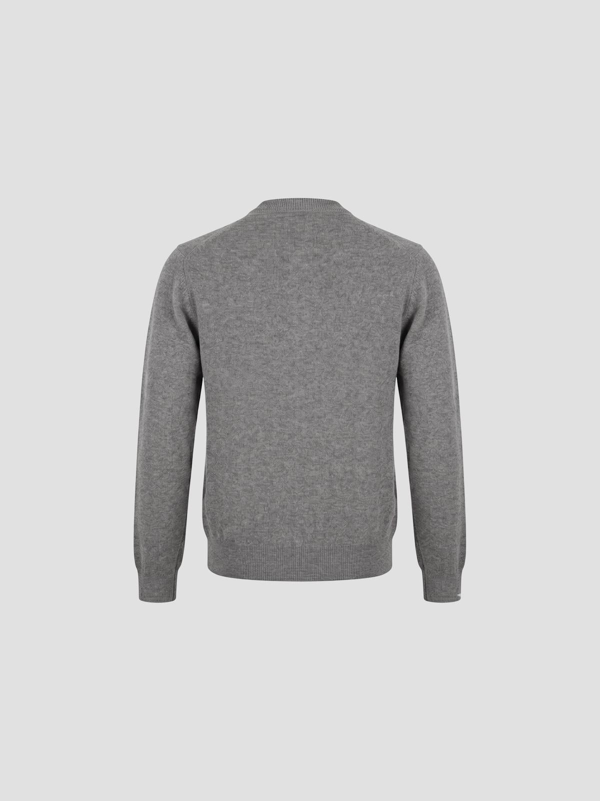 U round-neck cardigan red emblem knit