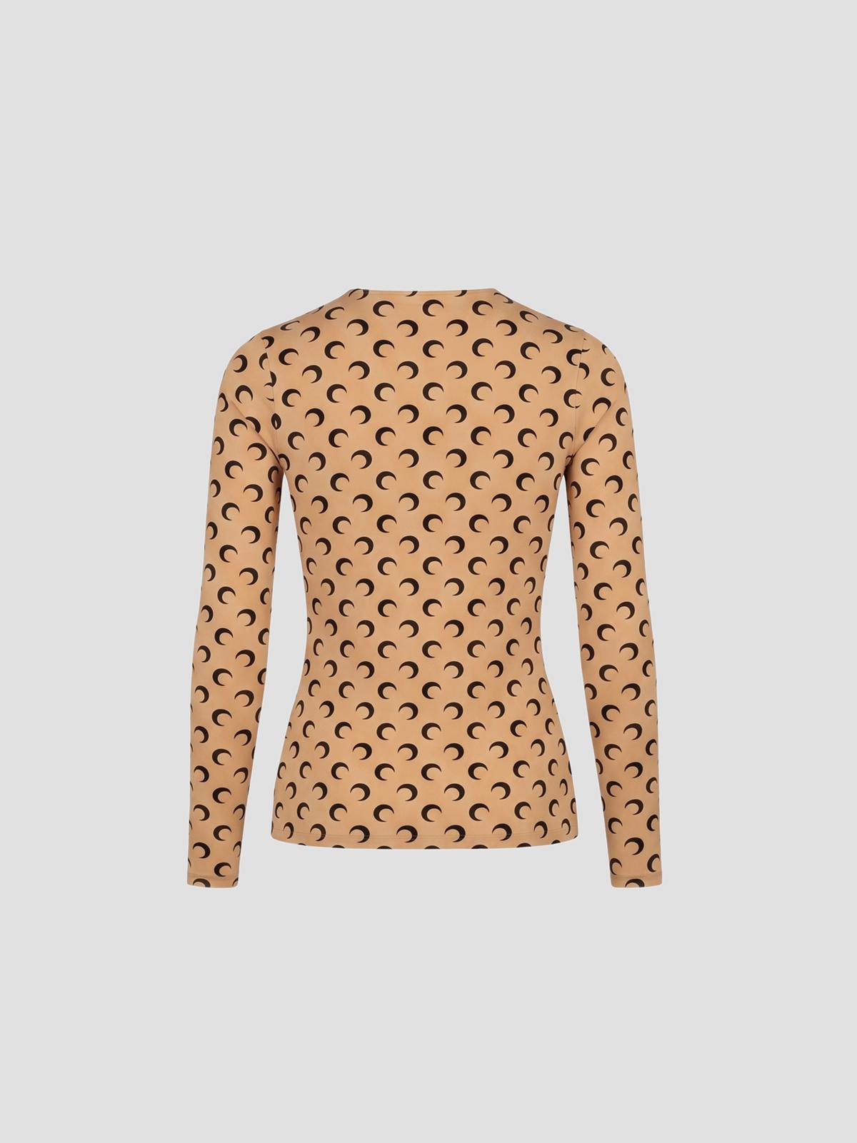 Moon printed jersey ls crewneck top