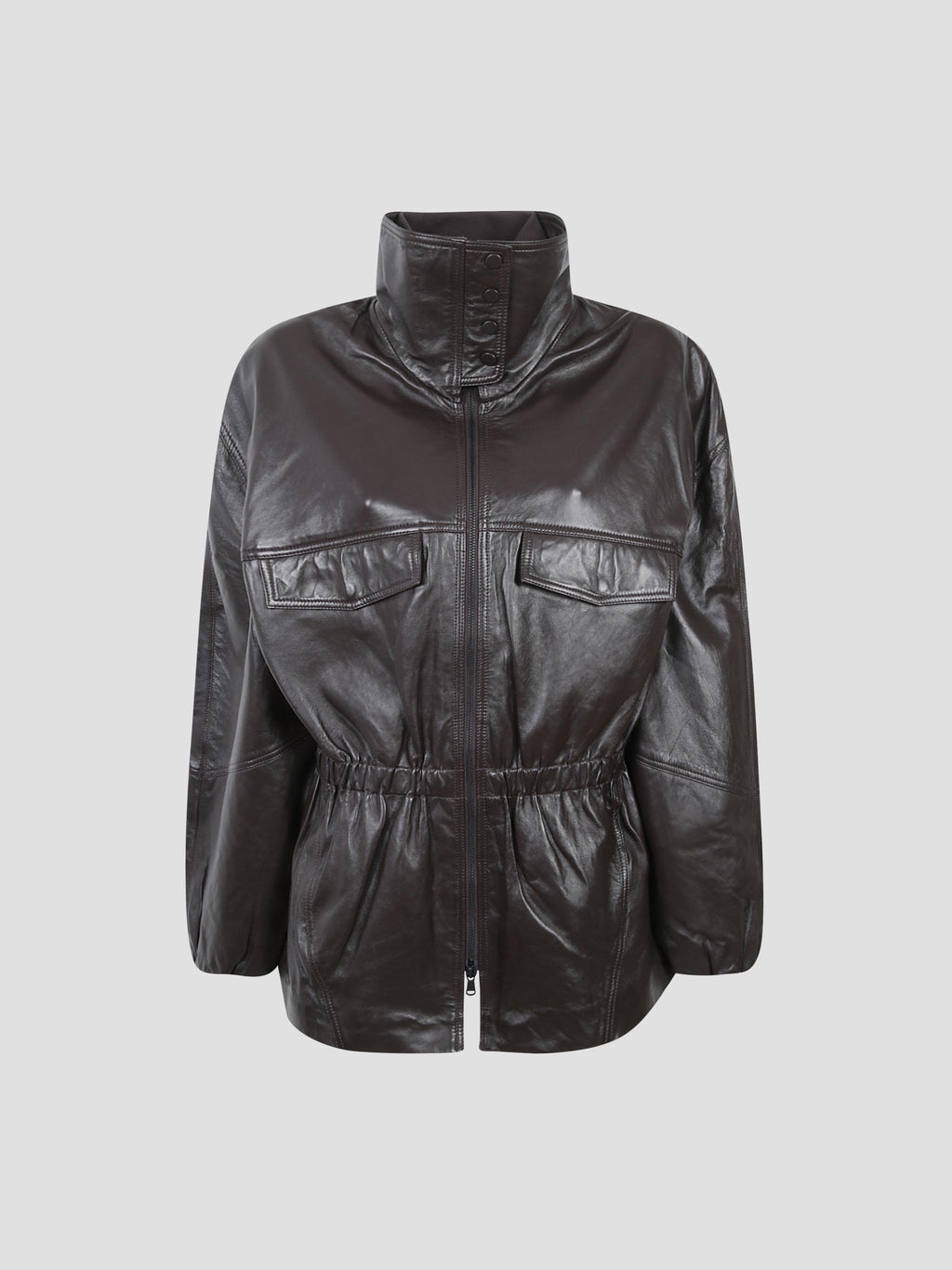 Carnaby funnel neck leather jacket